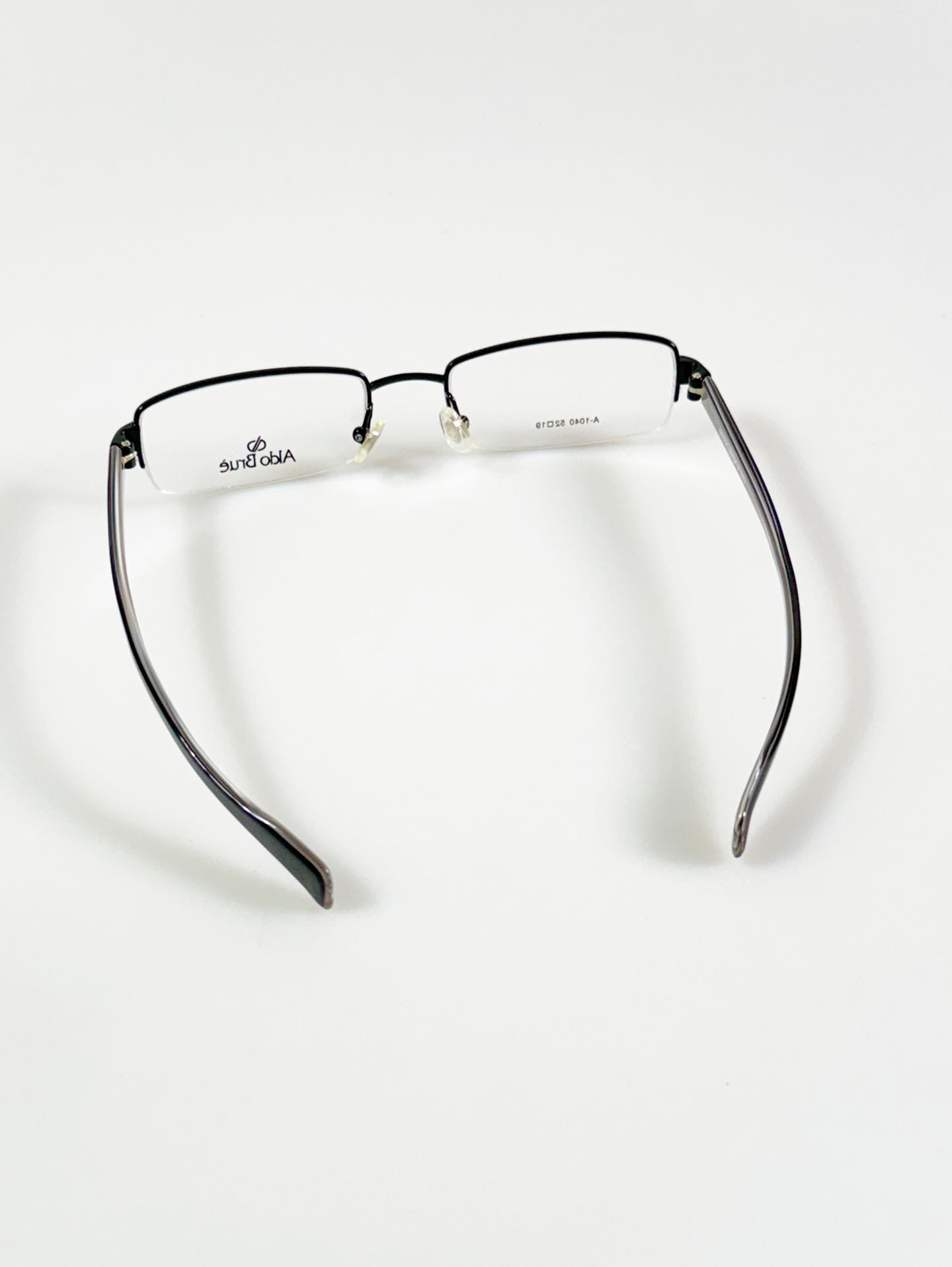 Aldo Brue Black Half-Rim Square Metal Glasses