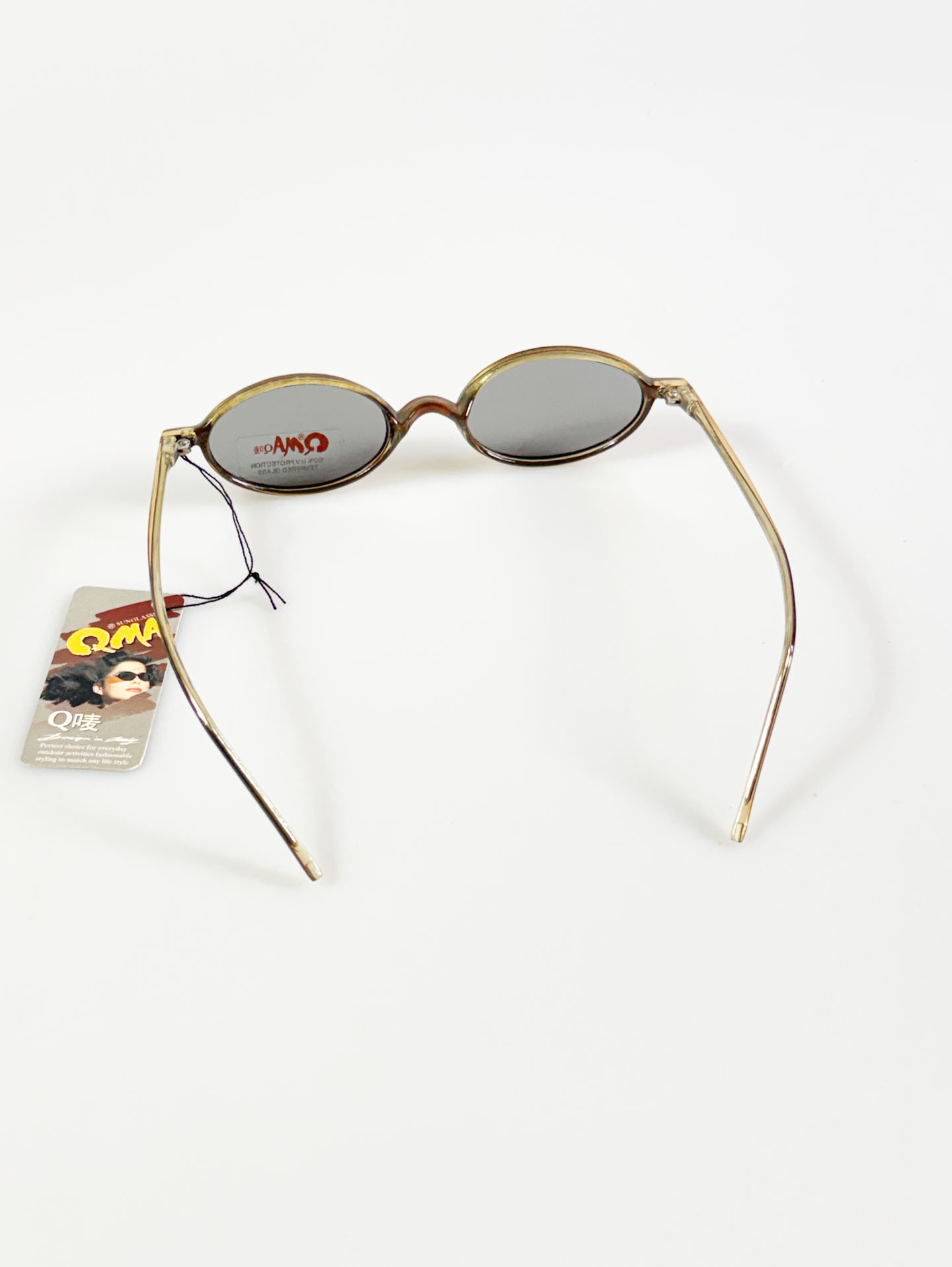 90's QMA Black Two-Tone Oval Acetate Frame Glasses
