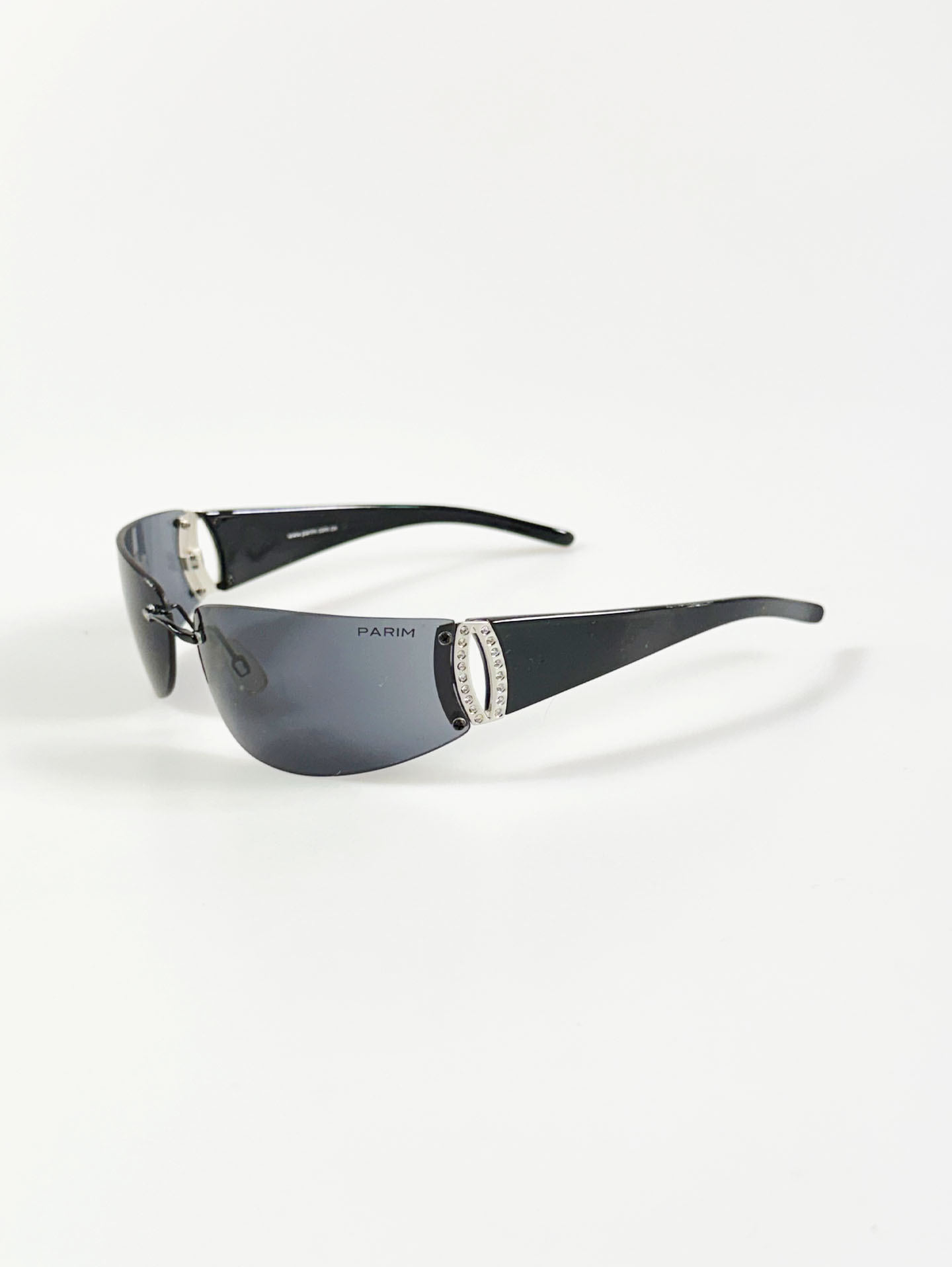 PARIM Black Rimless Shield Wrap Sunglasses