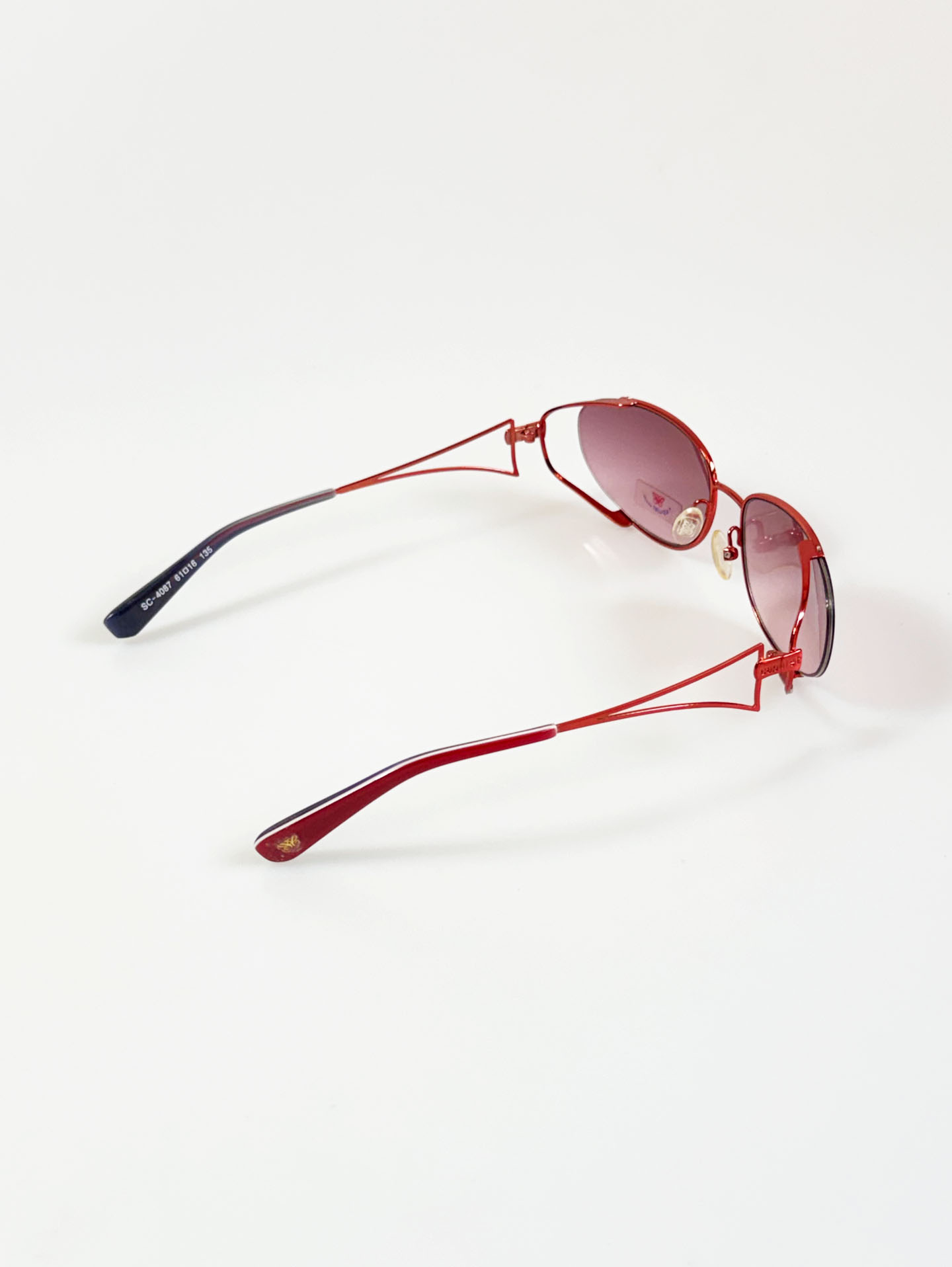 CAPULET Red Oval Double-Layer Metal Frame Gradient Tint Sunglasses