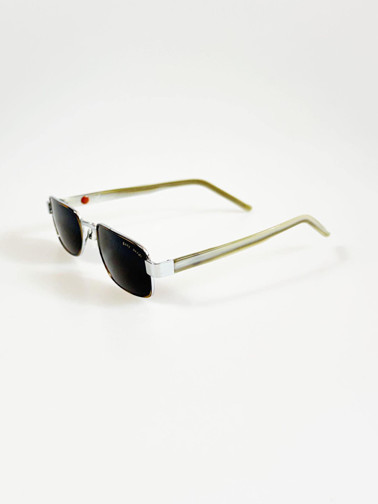 90's BODY GUARD Silver Slim Square Metal Sunglasses