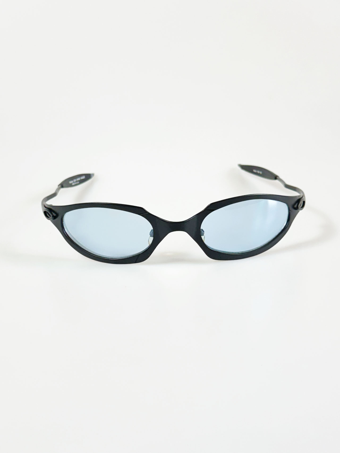 Sporty Wrap Oval Black Metal Frame Tinted Sunglasses