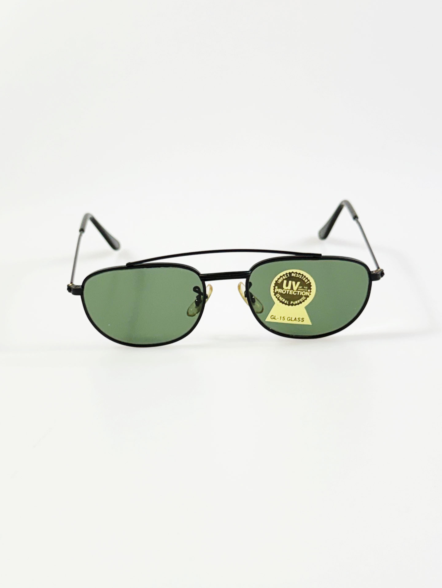 90’s Double Bridge Black Metal Square Sunglasses