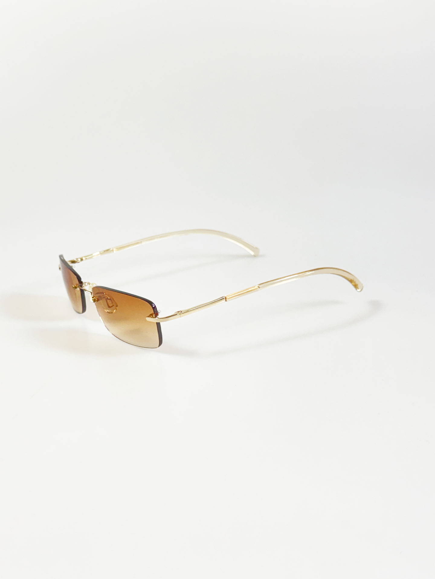 CAPRIO Rimless Gold Metal Square Tint Sunglasses