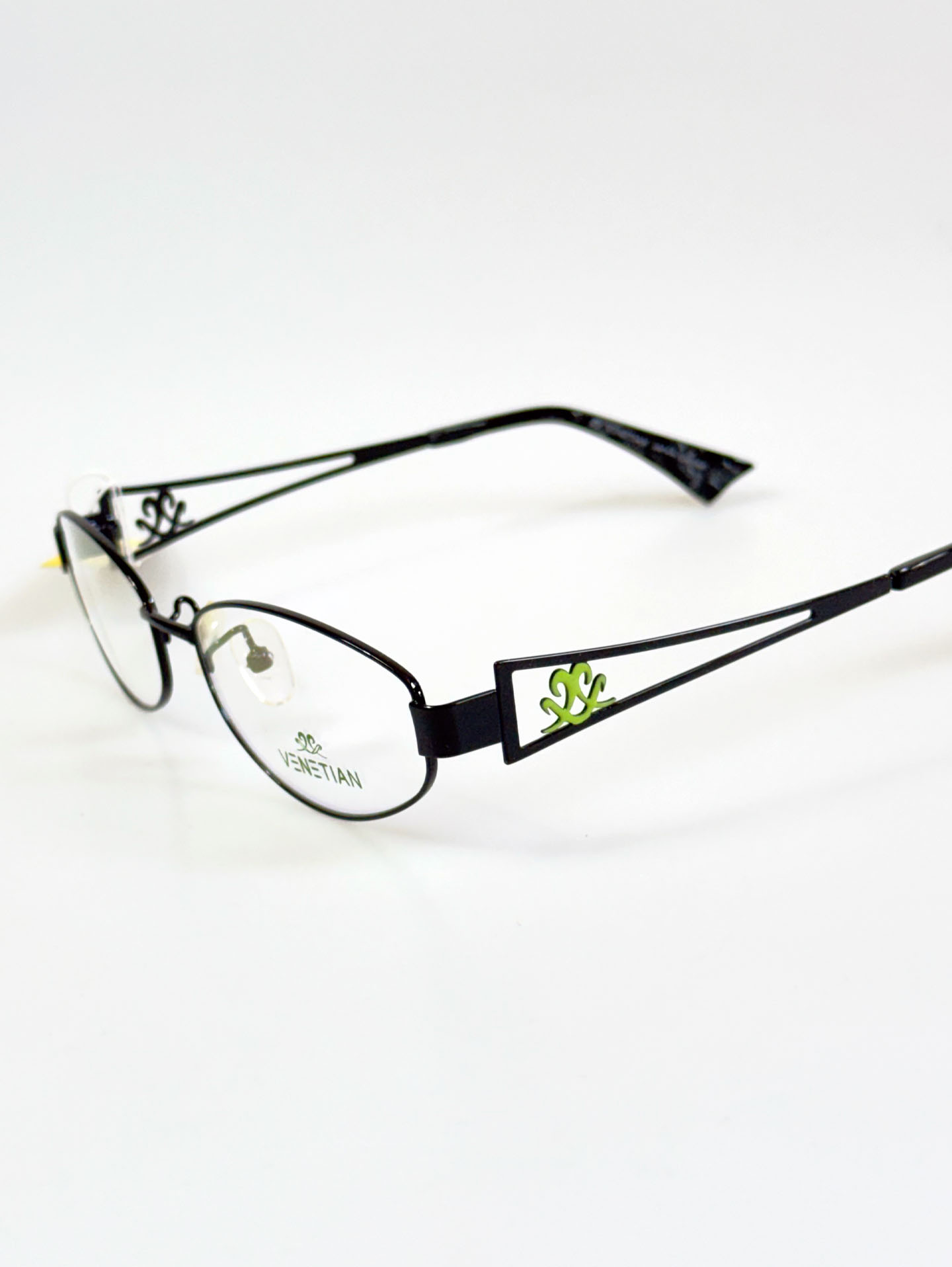 VENETIAN Black Slim Oval Metal Glasses