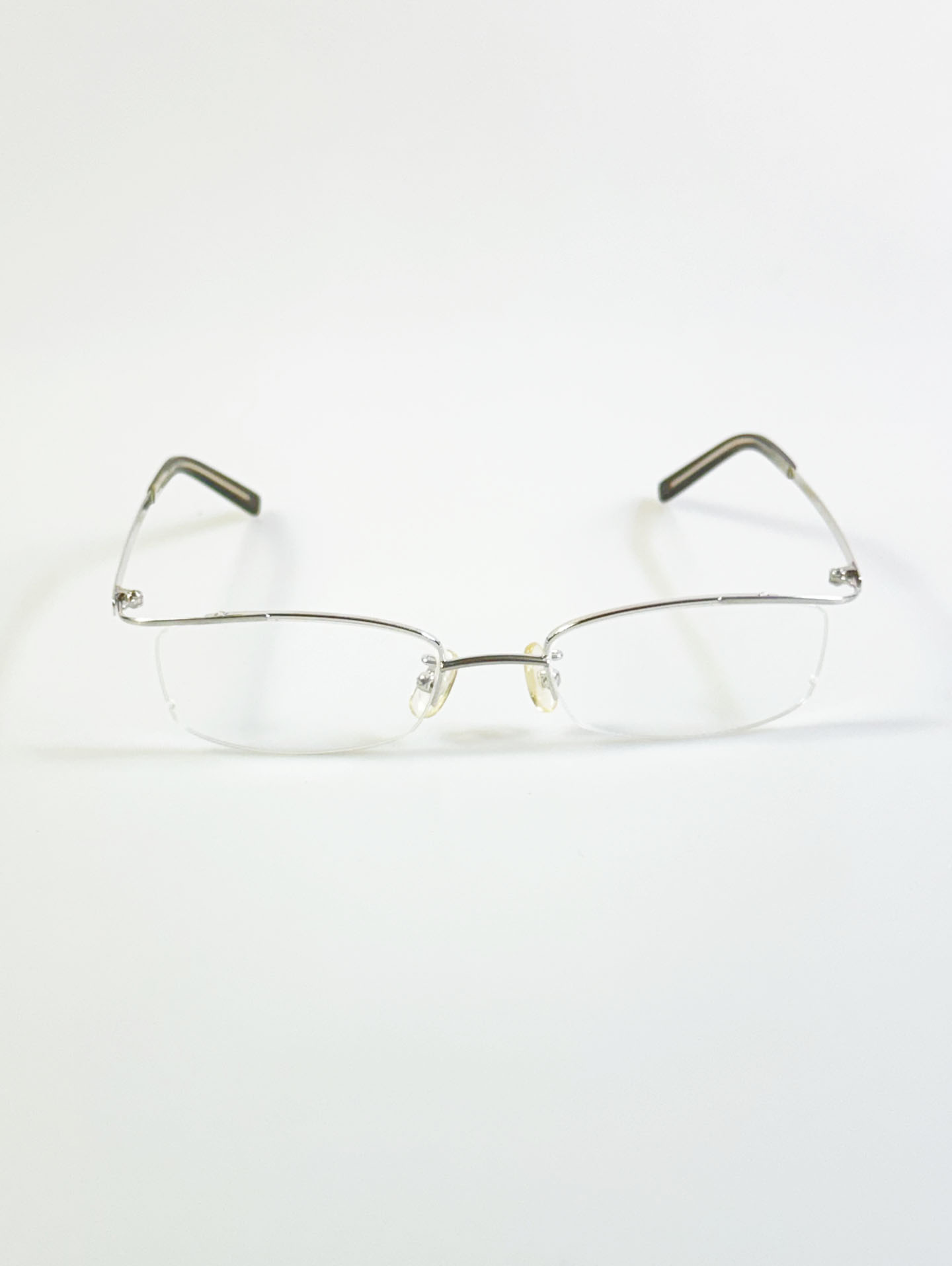 ECARLUS Silver Half-Rim Metal Square Glasses