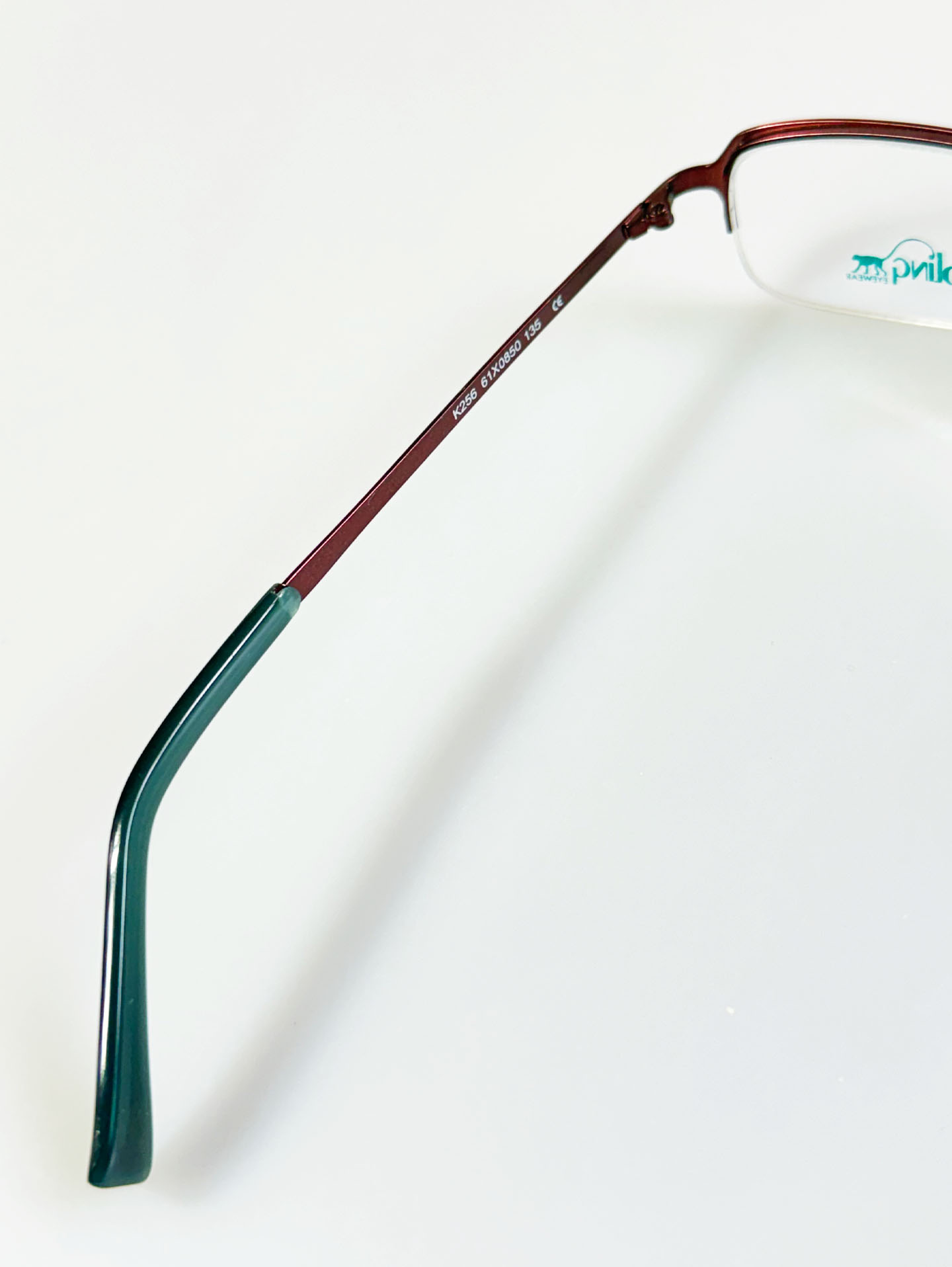 Kipling Deep Brown Square Semi-Rimless Metal Frame Glasses