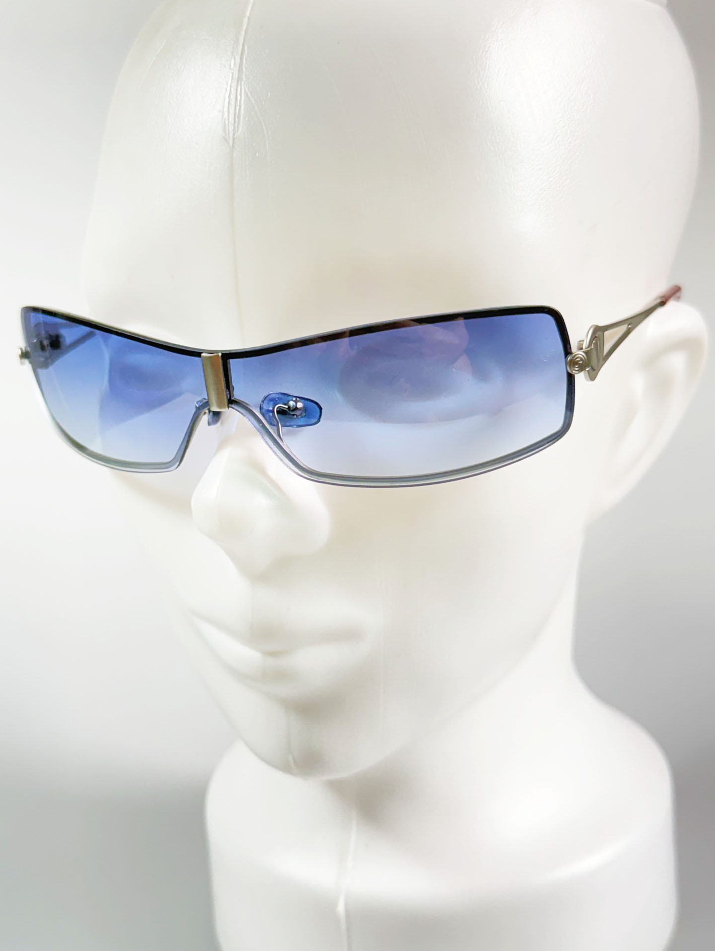 Rimless Wraparound Goggle Shield Metal Frame Sunglasses
