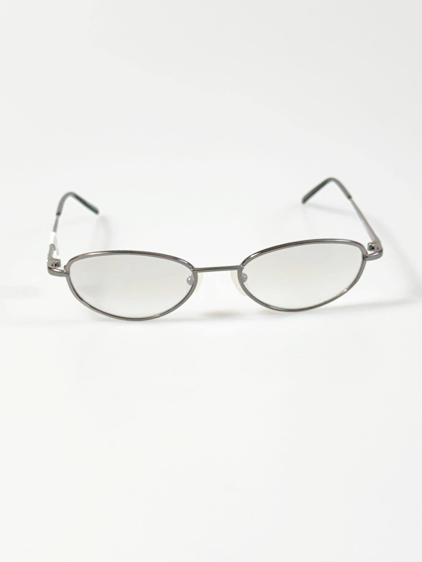 SILVIO VALENCIA Dark Silver Slim Oval Metal Frame Tint Sunglasses