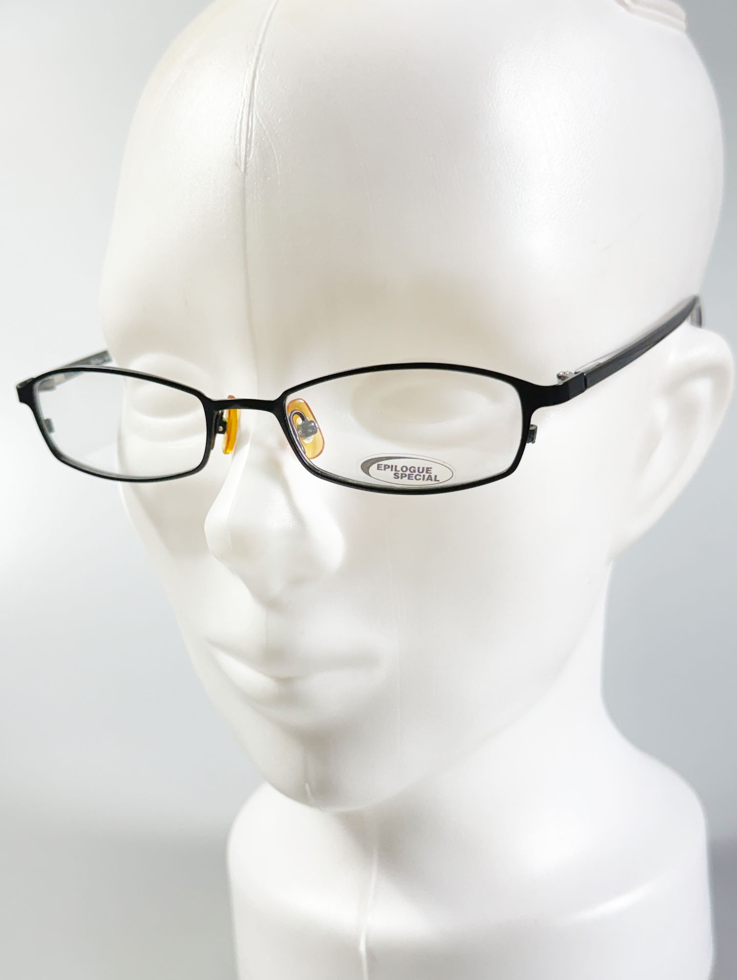 EPILOGUE Matte Black Slim Square Metal Glasses