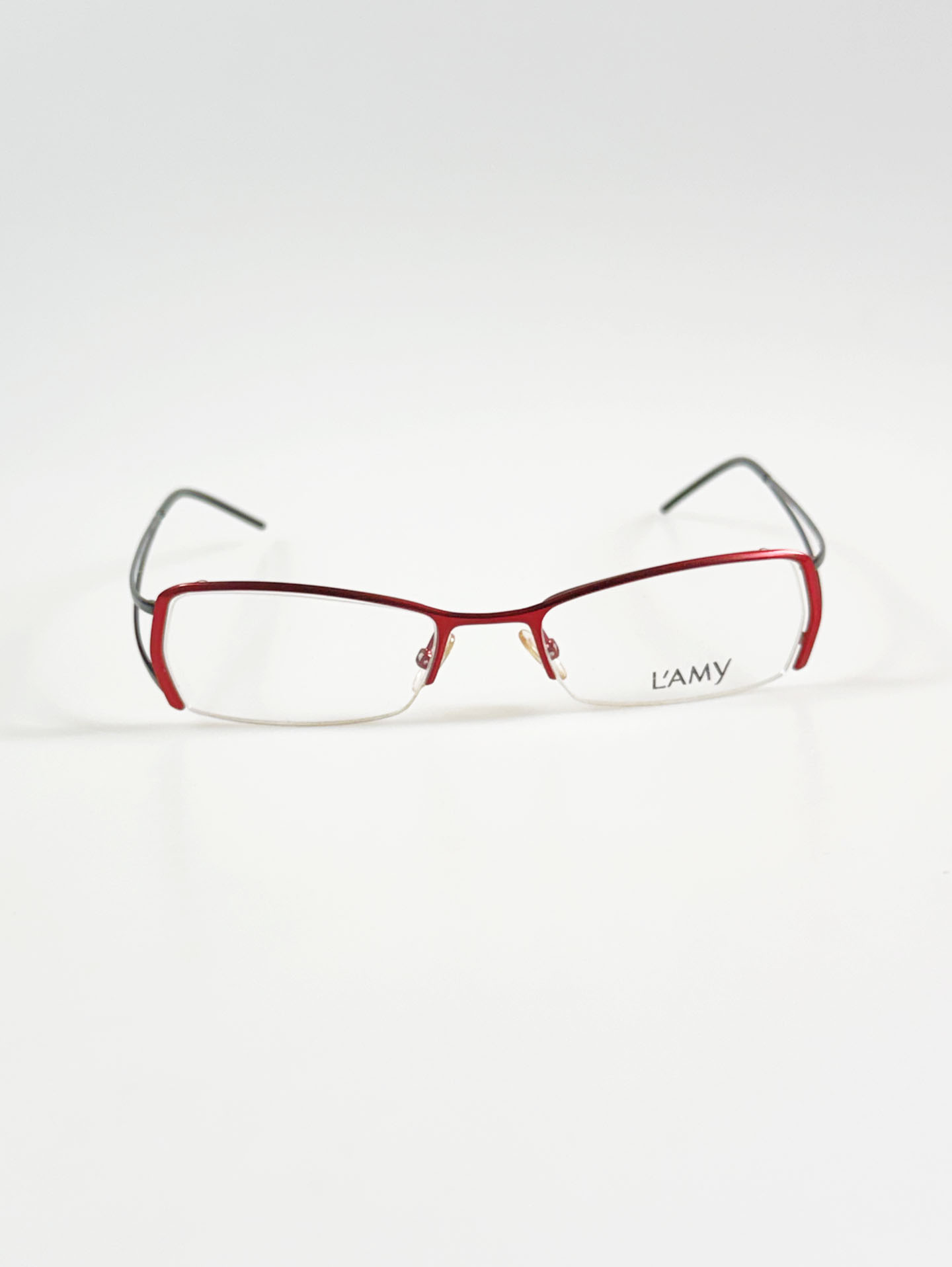 L’AMY Red Metal Semi-Rimless Square Glasses