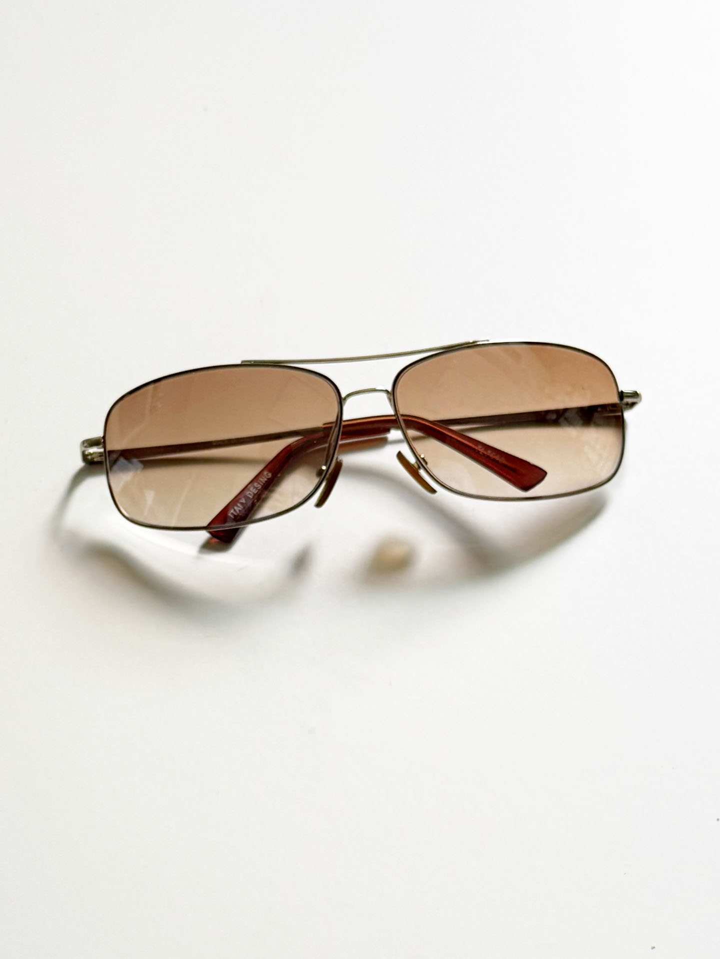 Gold Metal Double Bridge Slim Square Tint Sunglasses