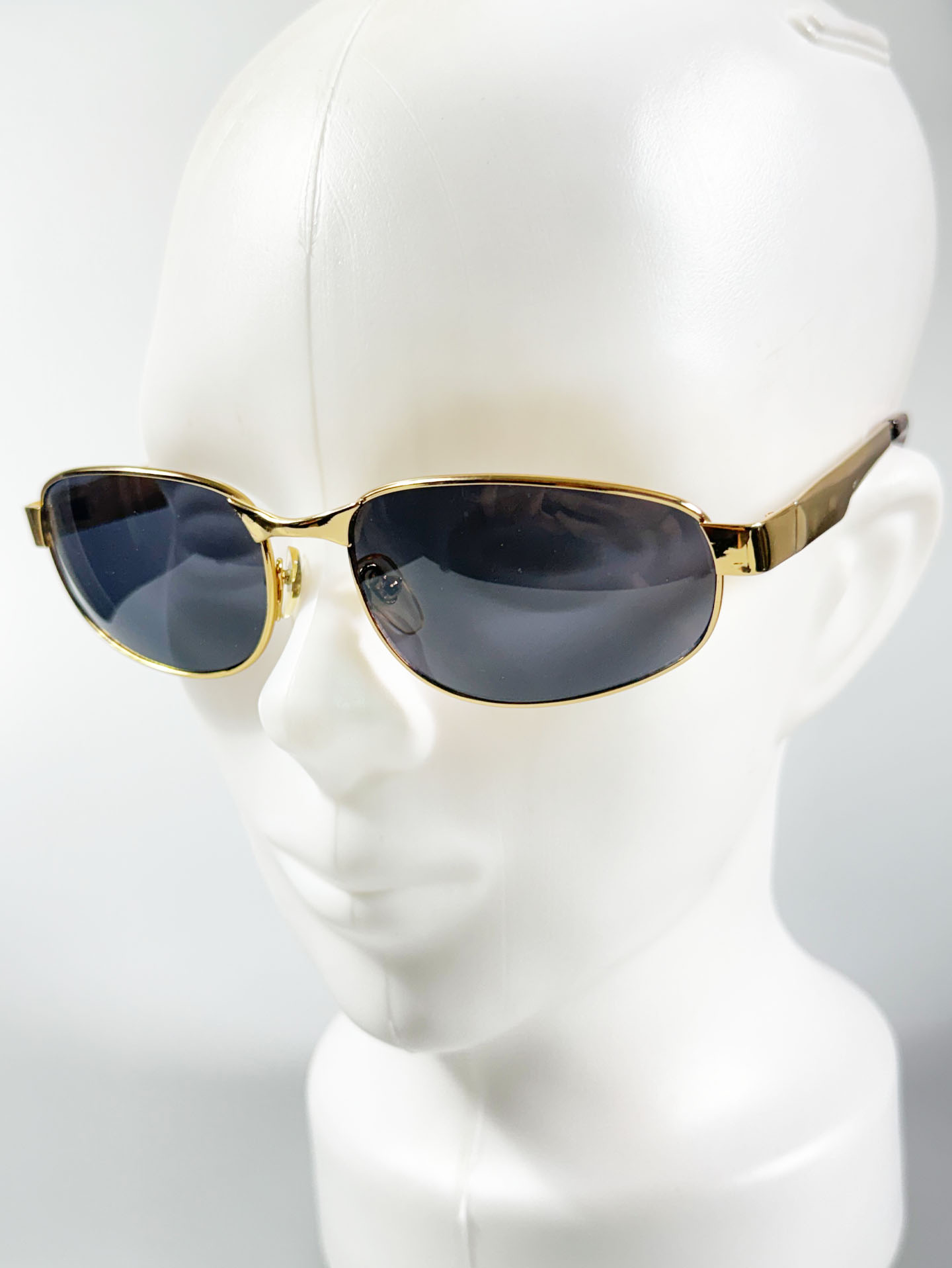 Gold Slim Square Metal Frame Sunglasses