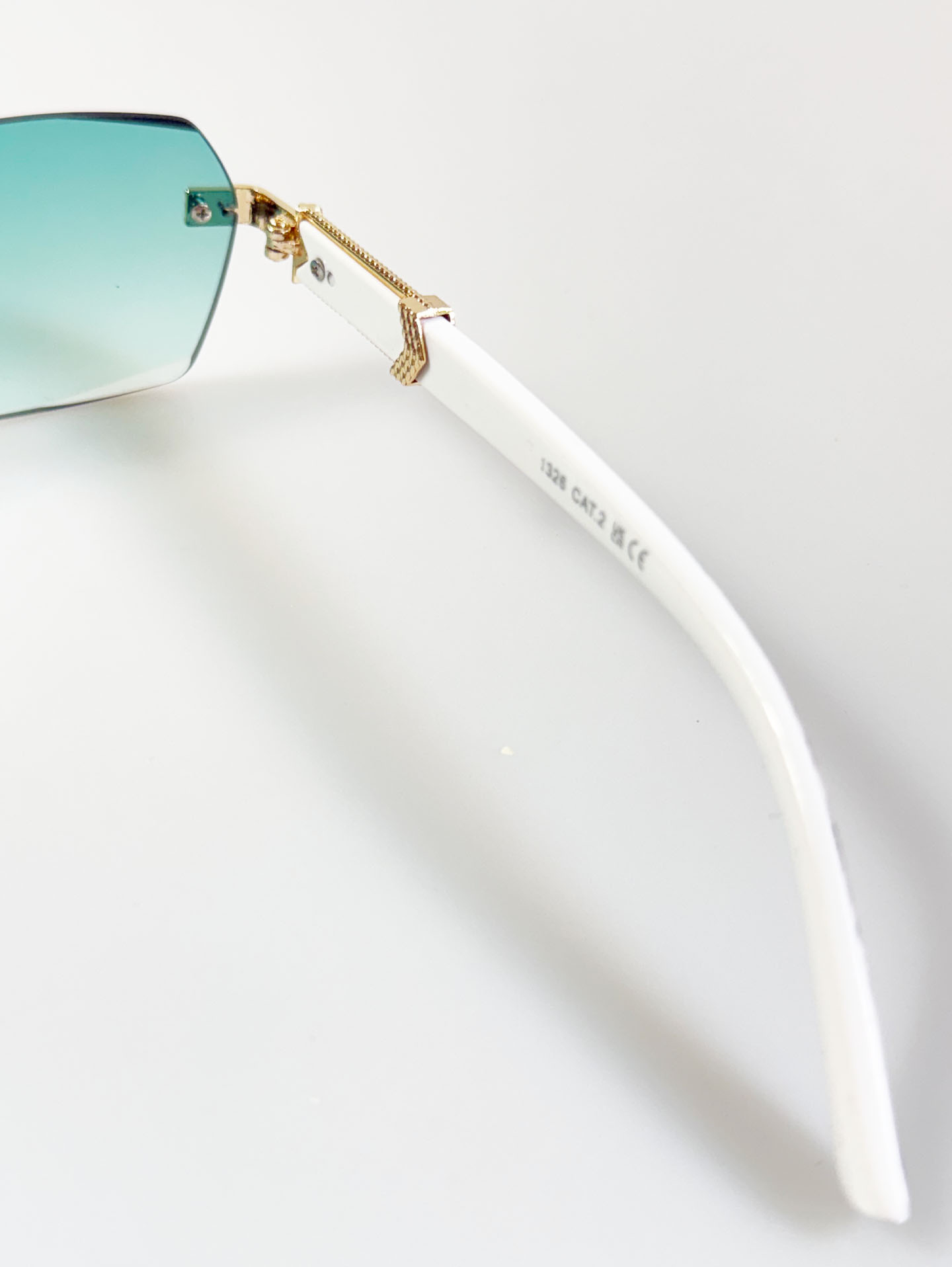 Aqua Green Gradient Rimless Square Frame Sunglasses
