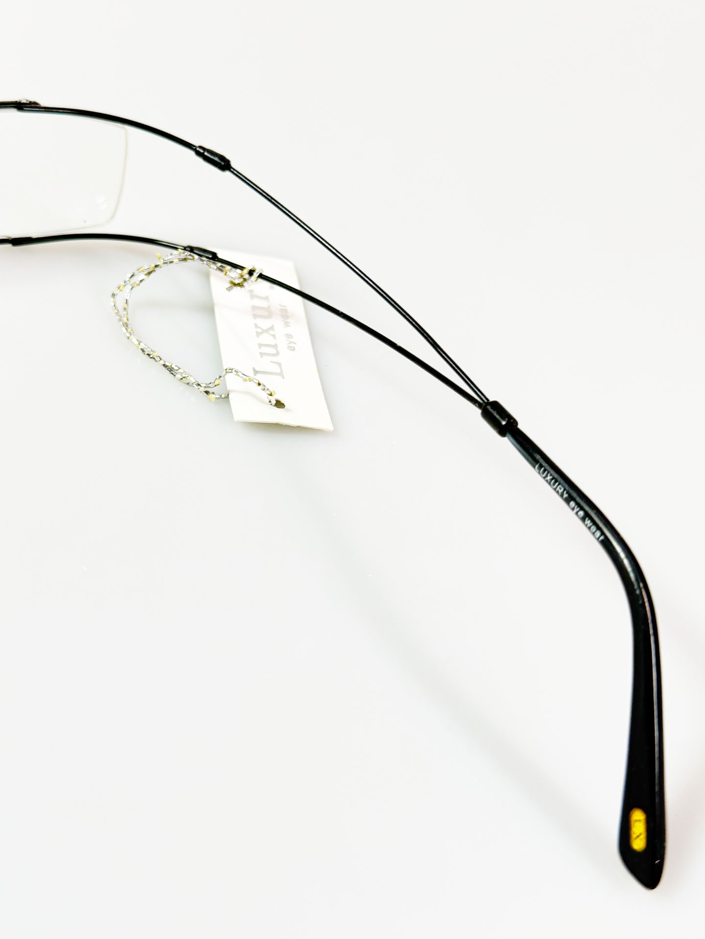 Luxury Occhiali Black Slim Square Metal Frame Glasses