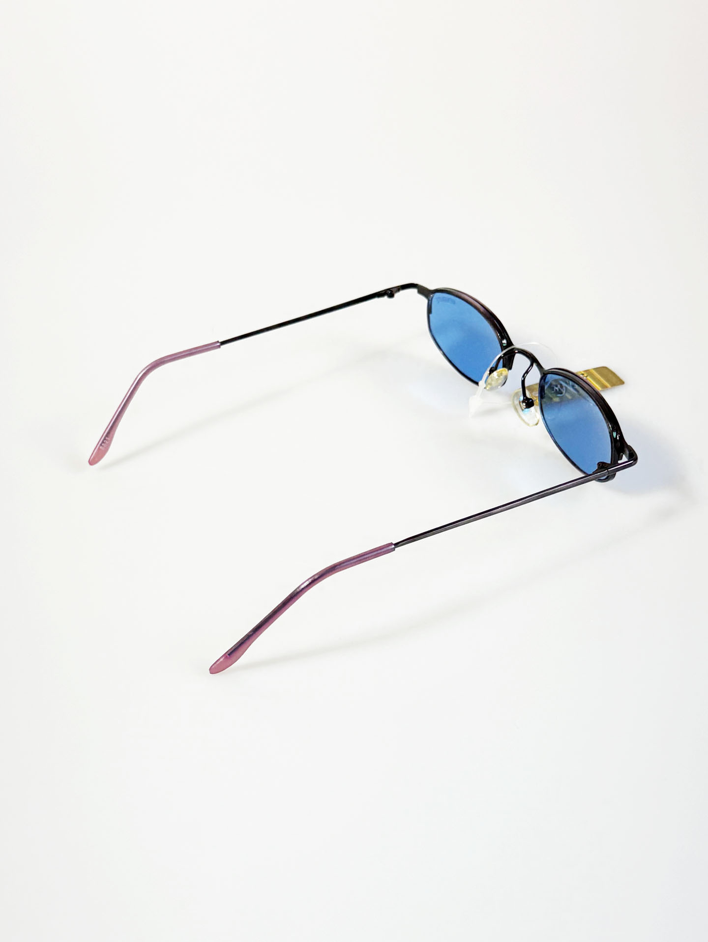 90's MENGNITE Two-Tone Metal Slim Oval Tint Sunglasses