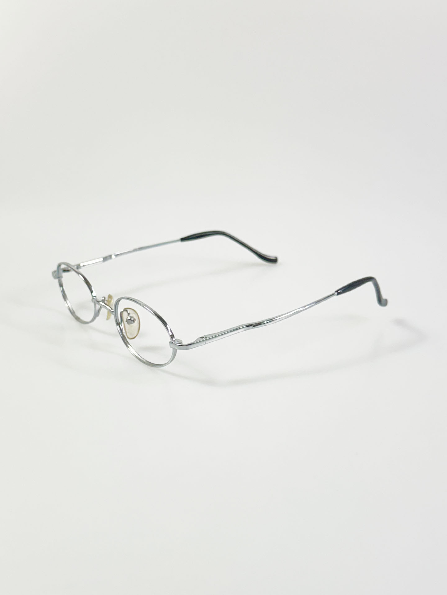 Silver Slim Oval Metal Frame Glasses