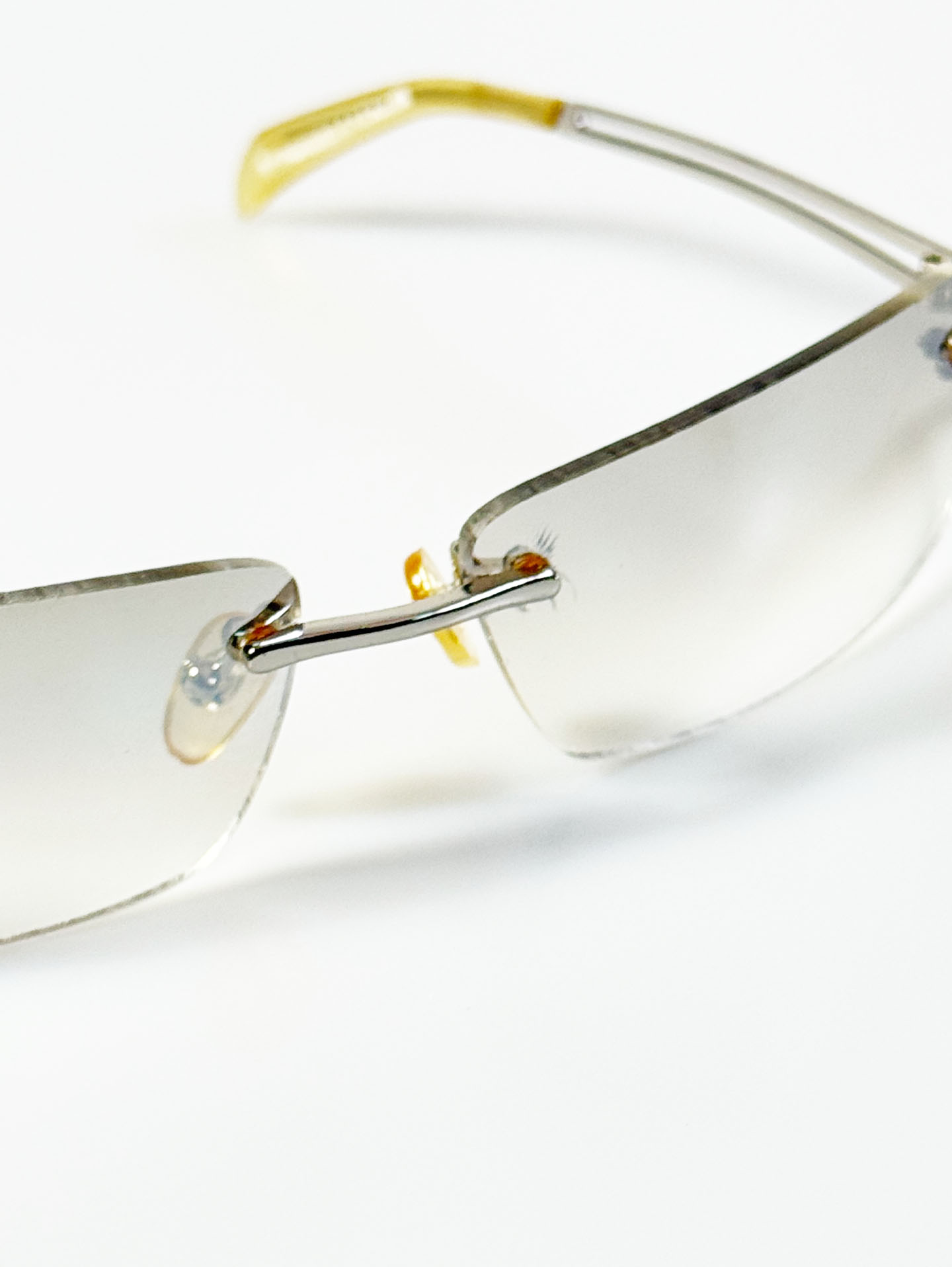 SUPERHERO Rimless Silver Square Metal Frame Sunglasses