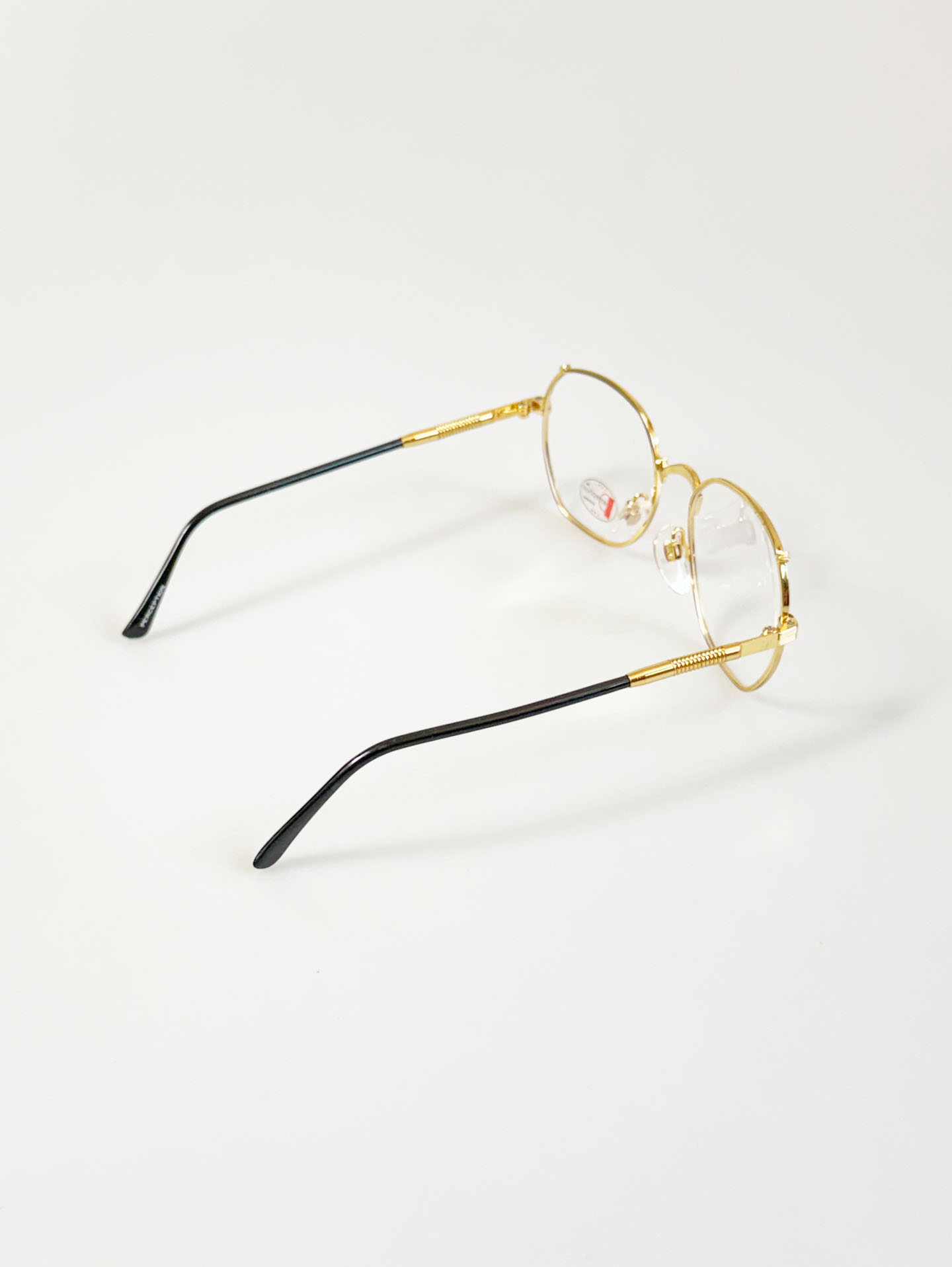 90's PERCEPTION Eyewear Gold Black Geometric Metal Frame Glasses