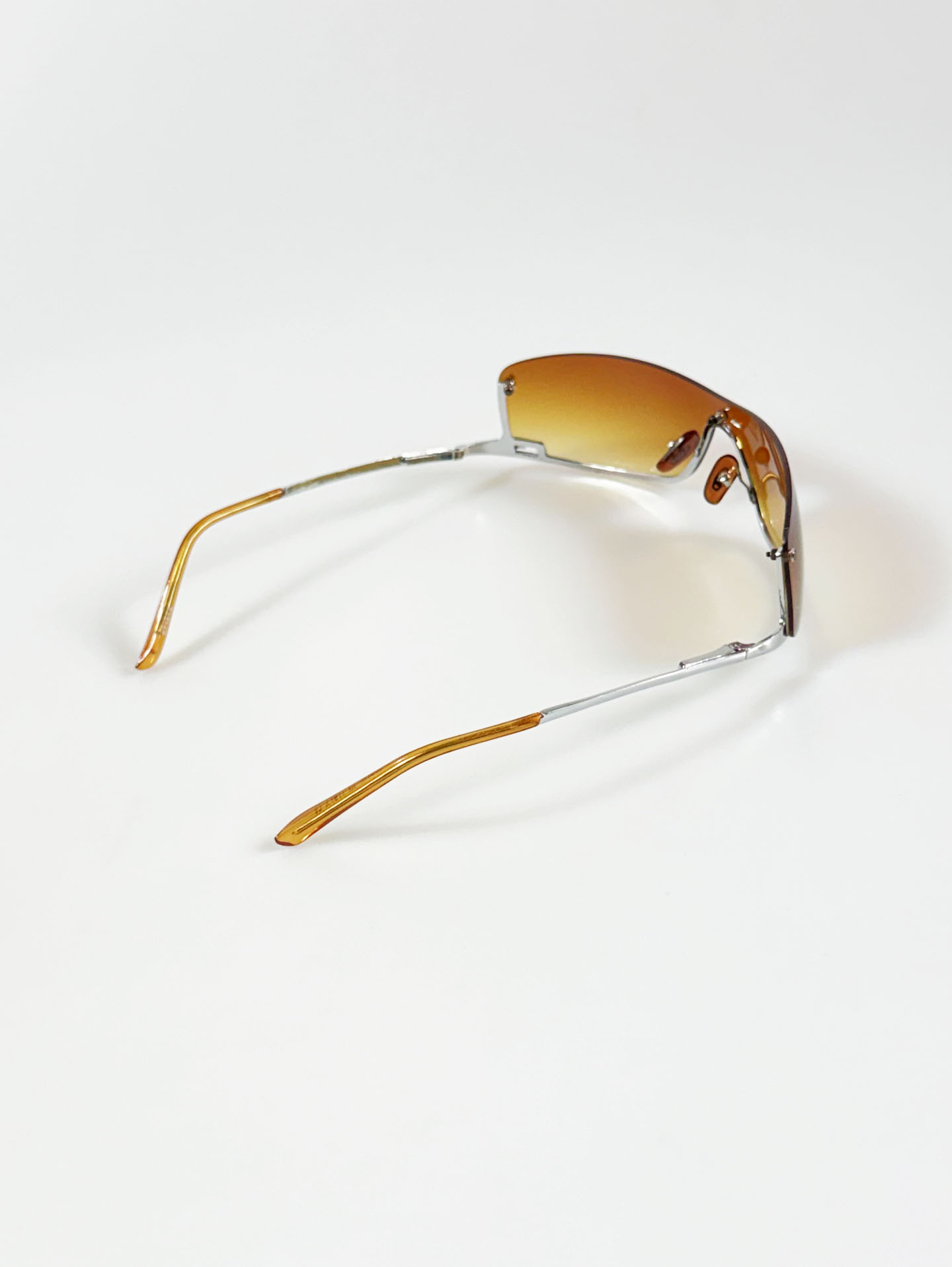 Rimless Shield Square Metal Tint Sunglasses