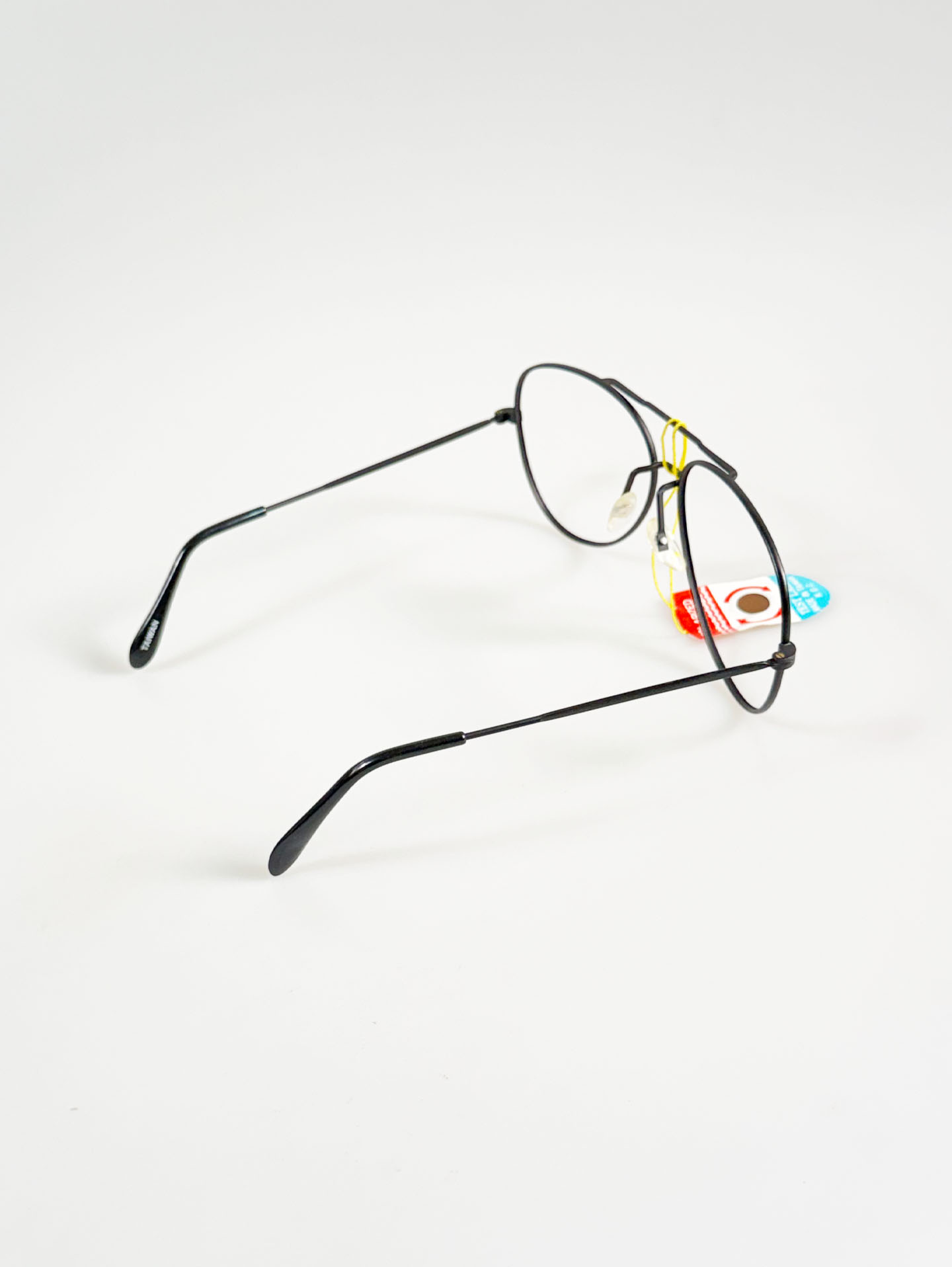 90's PROVISION Black Double-Bridge Aviator Metal Glasses
