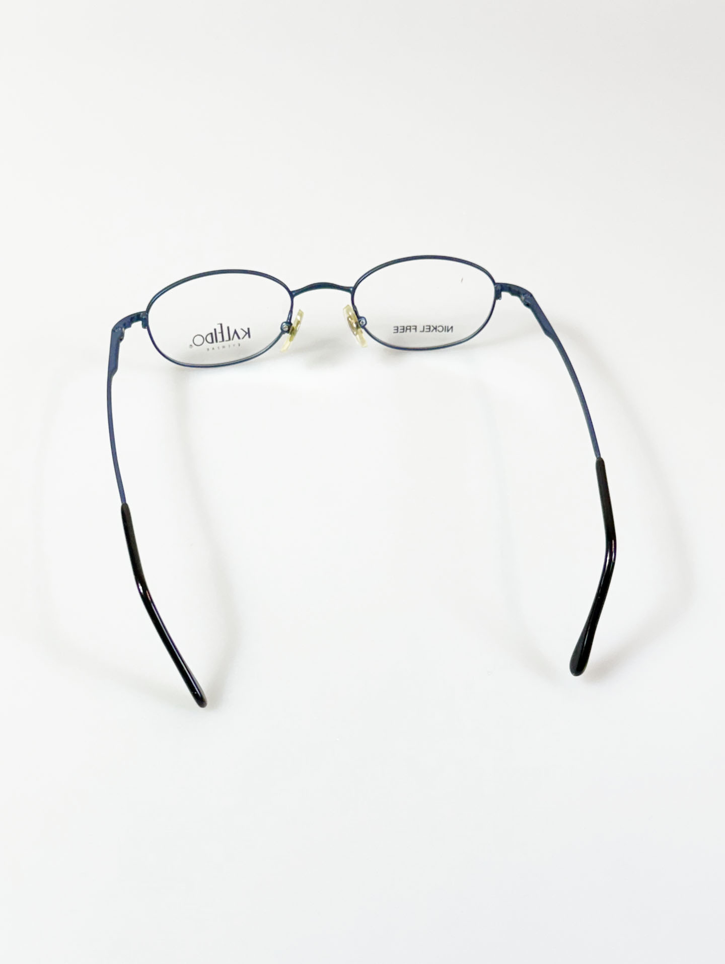 90's KALEIDO Slim Oval Blue Metal Frame Glasses