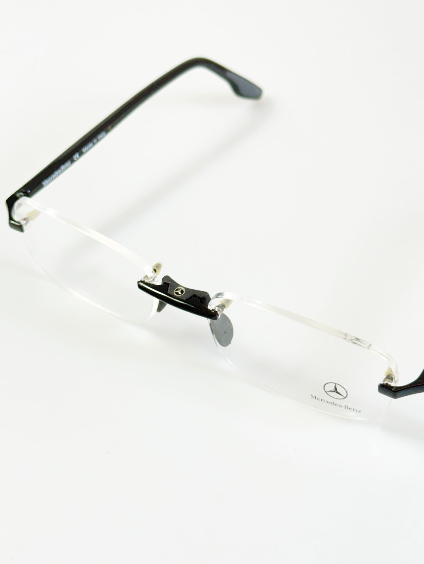 MERCEDES-BENZ Black Rimless Square Frame Glasses