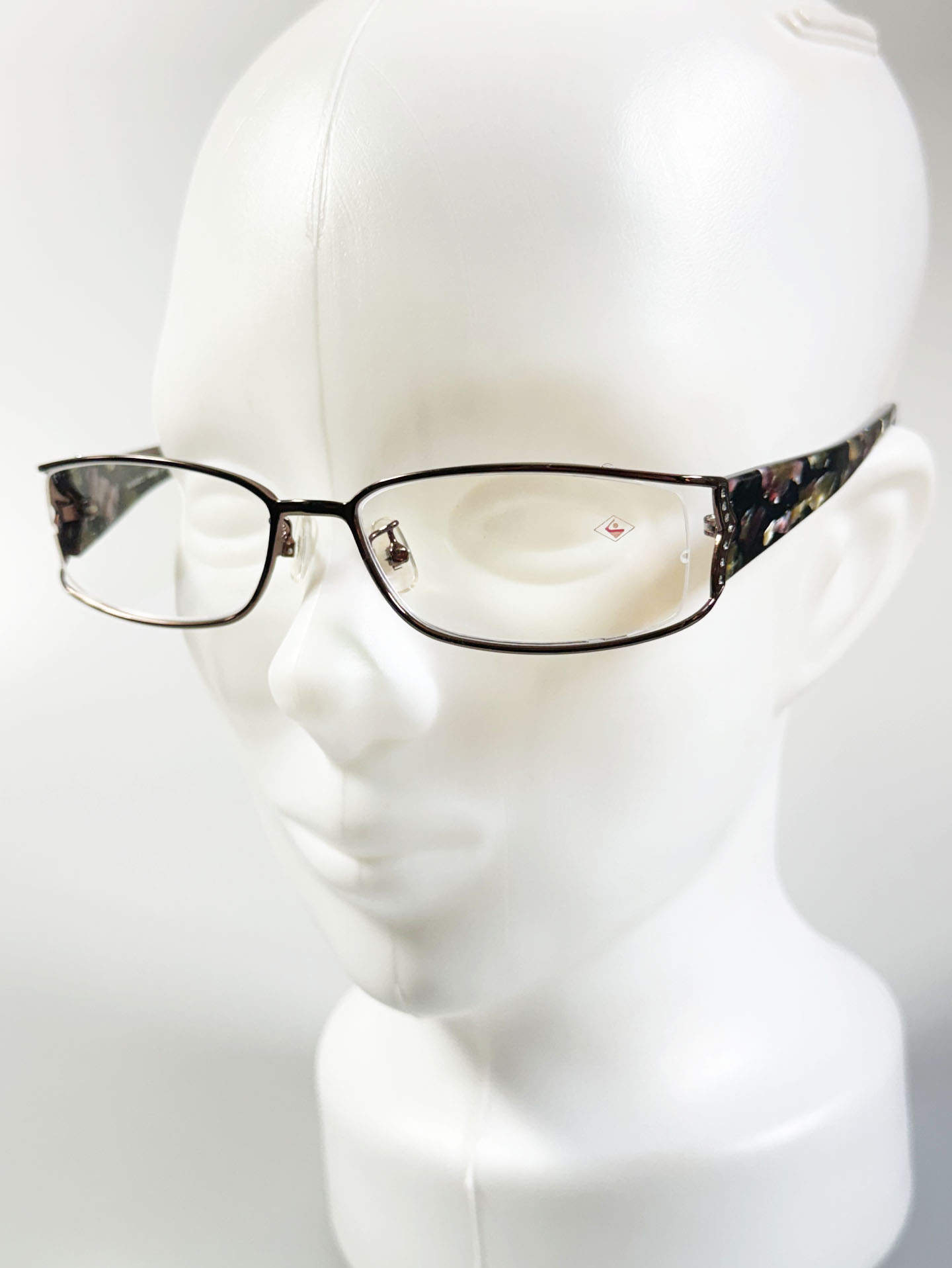 ROSSETI Brown Slim Square Metal Combination Frame Glasses