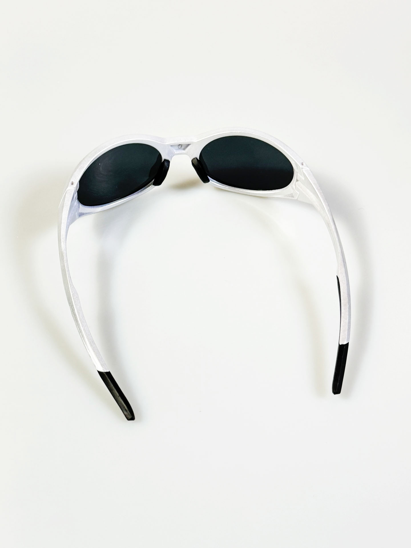 Silver Wraparound Oval Acetate Sport Sunglasses