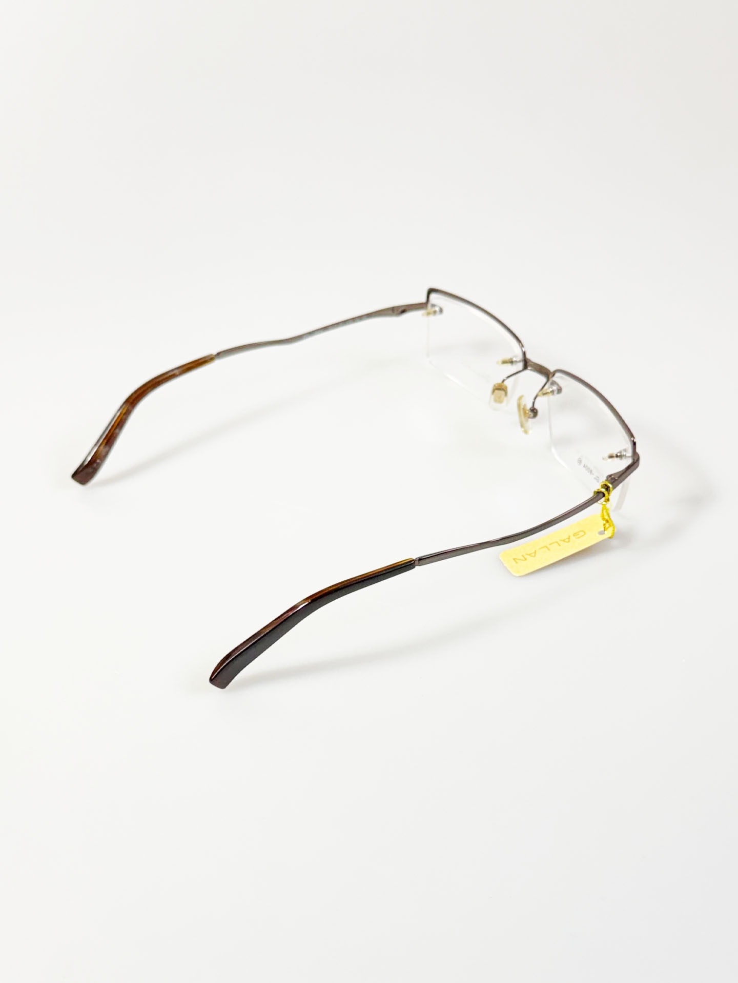 GALLAN Brown Titanium Semi-Rimless Square Frame Glasses