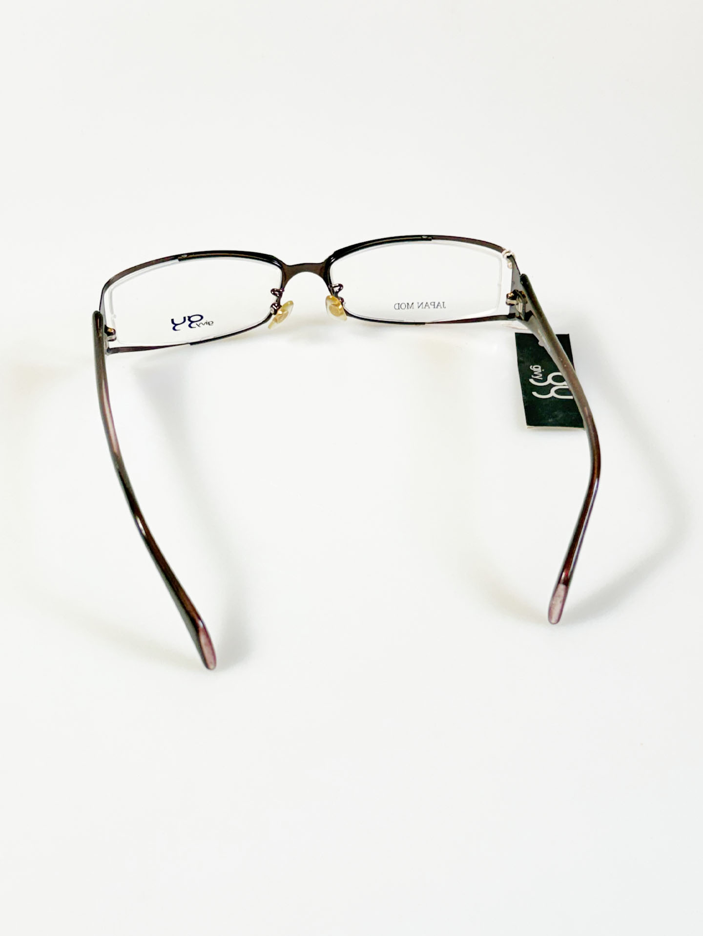 GIVY Brown Slim Square Metal Combination Frame Glasses
