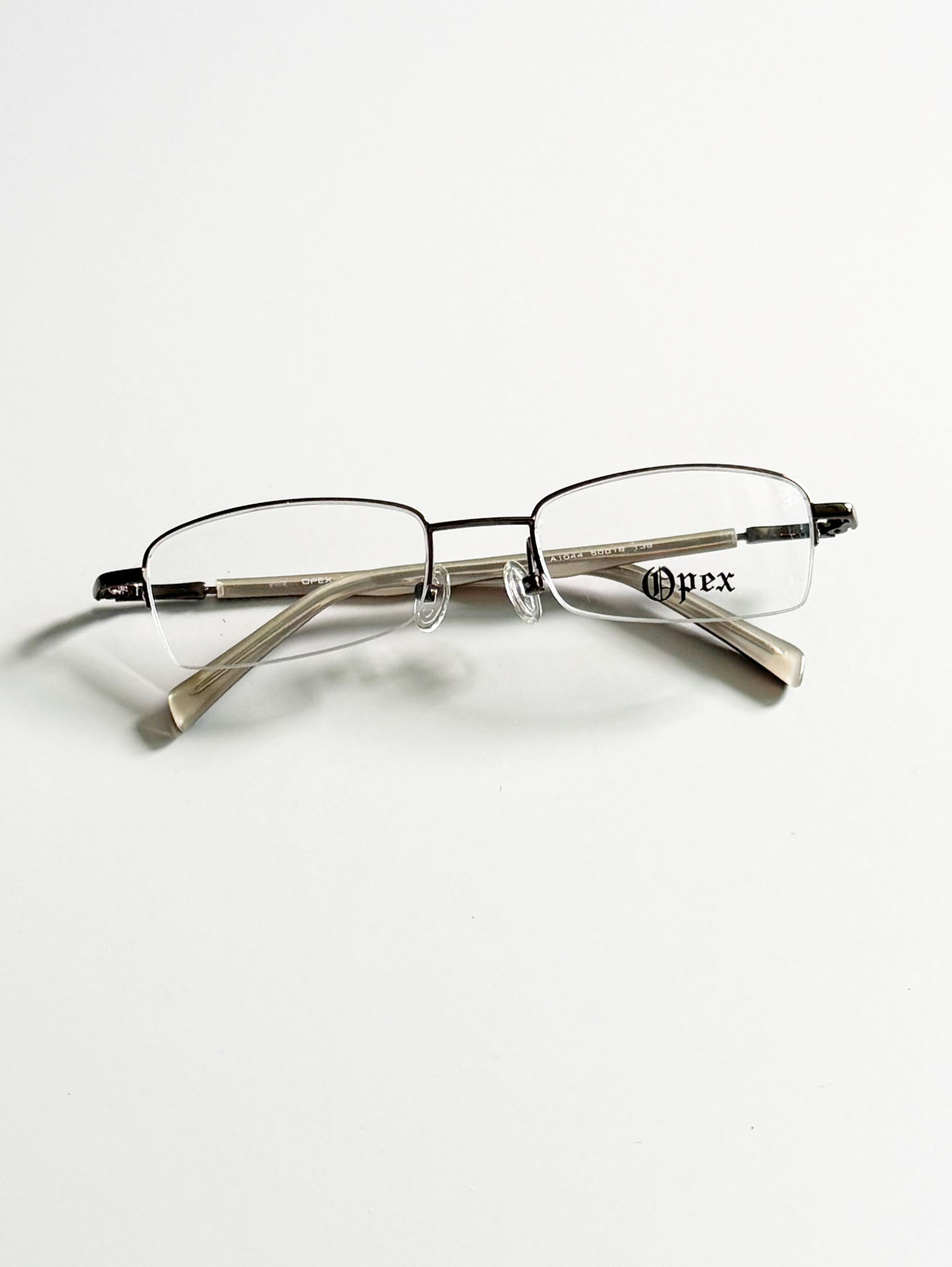 OPEX Brown Semi-Rimless Rectangular Metal Frame Glasses