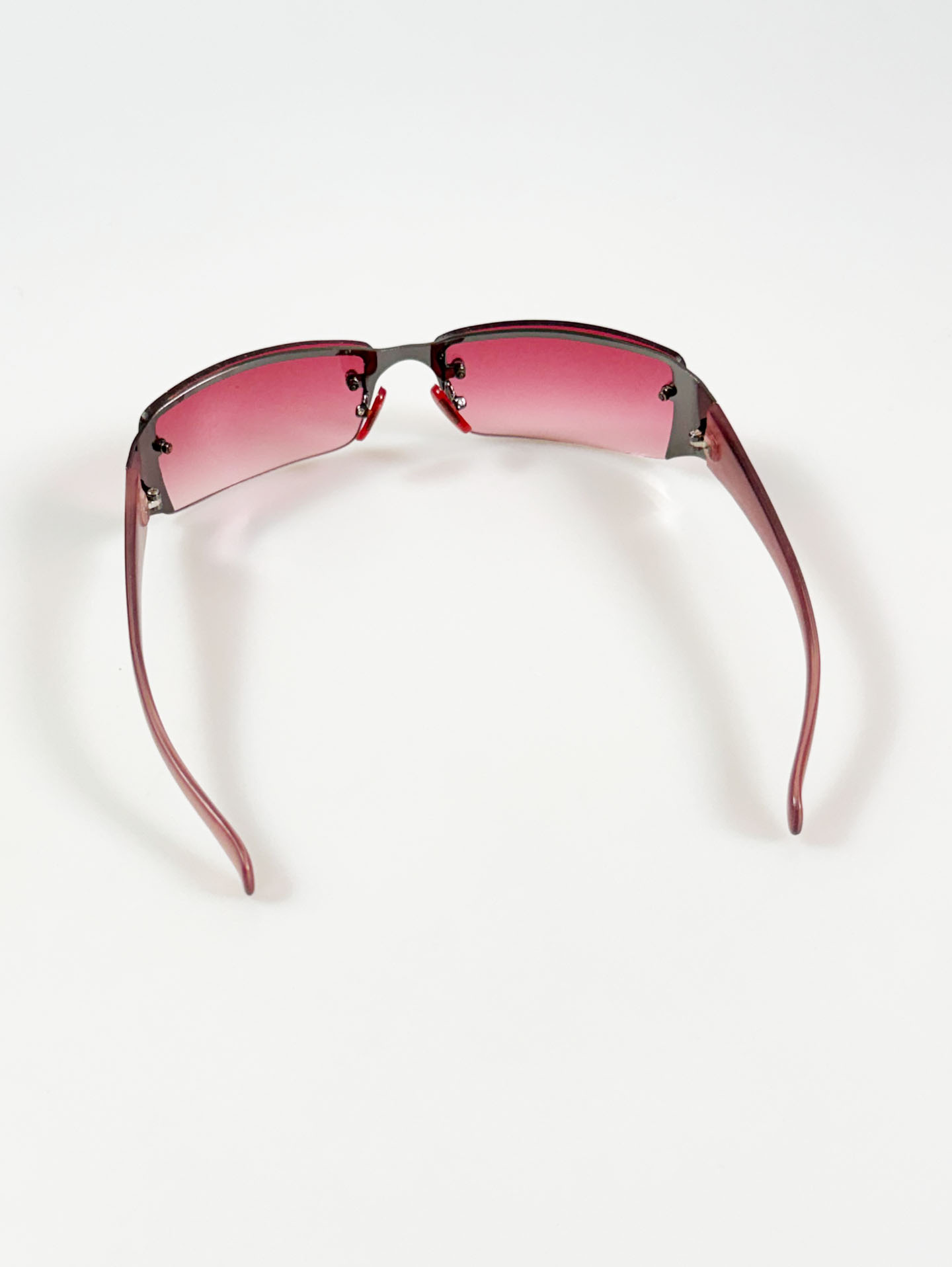 Rimless Wide Square Metal Frame Tint Sunglasses