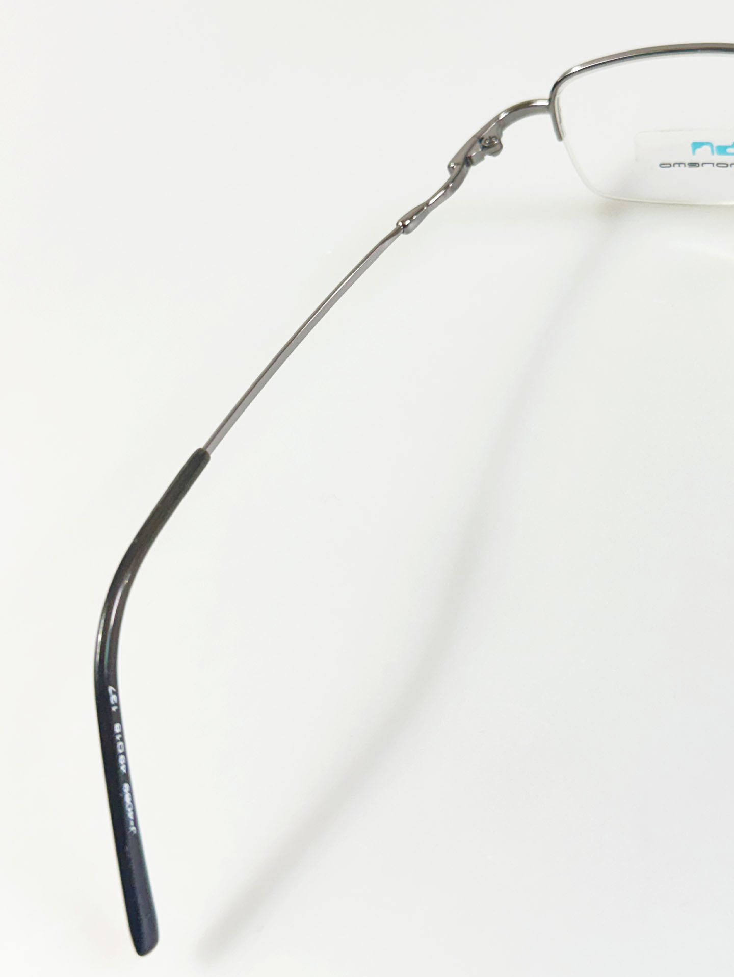SEMONEMO Silver Titanium Square Half-Rim Glasses