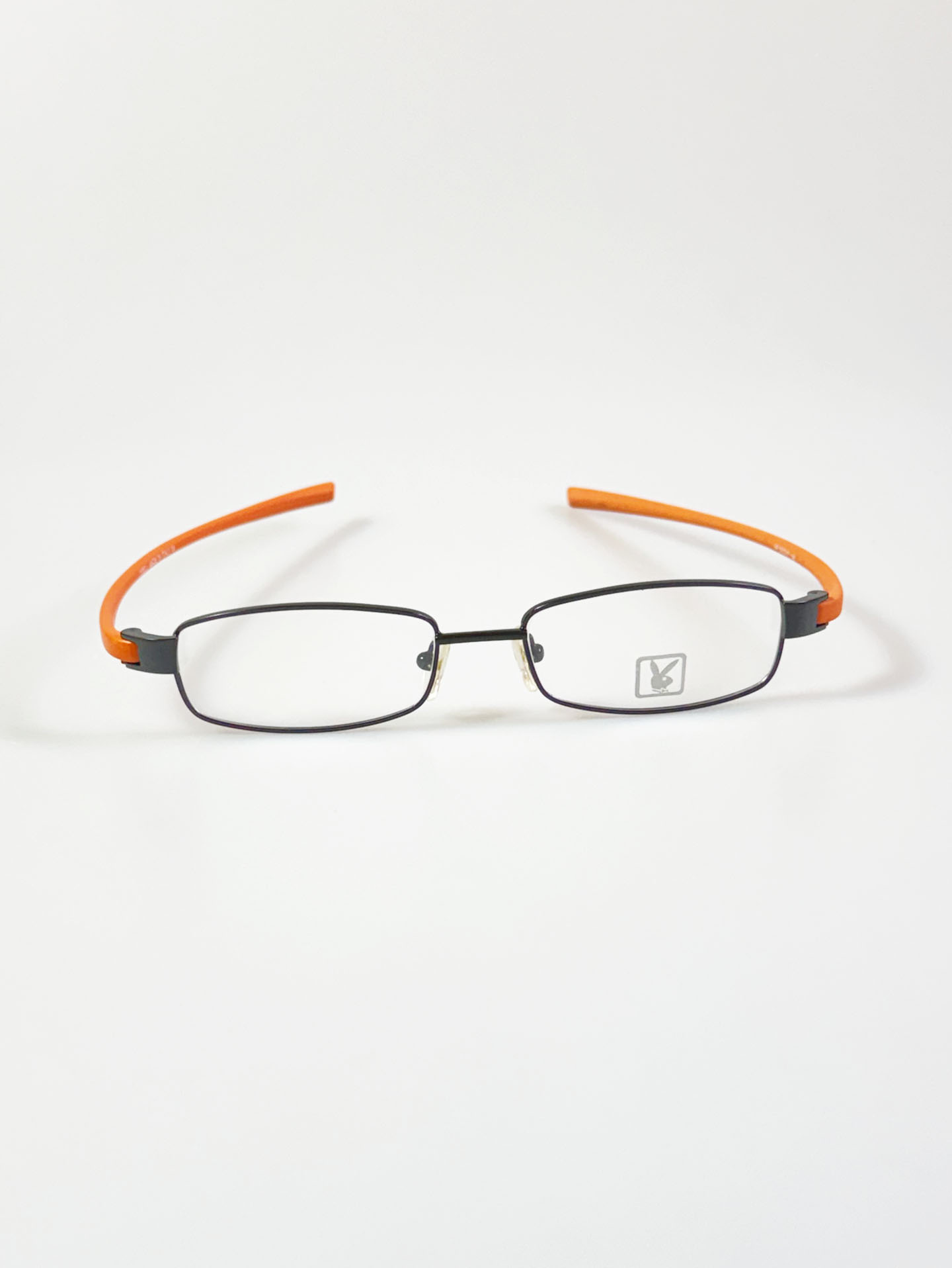 90's PLAYBOY Black Metal Slim Square Frame Glasses