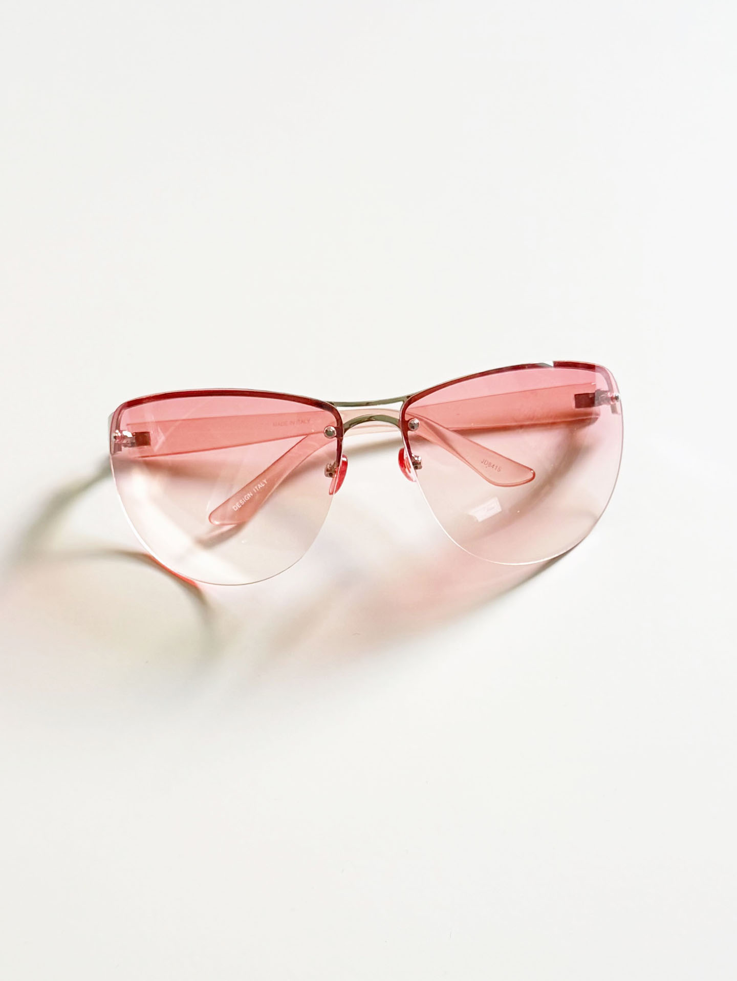 Rimless Shield Square Pink Gradient Tinted Sunglasses