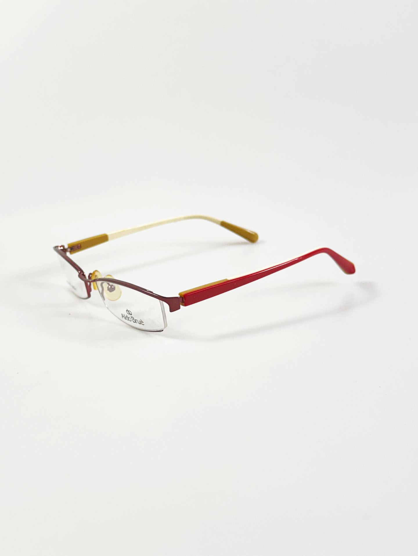 Aldo Brue Rose Pink Square Semi-Rimless Metal Glasses