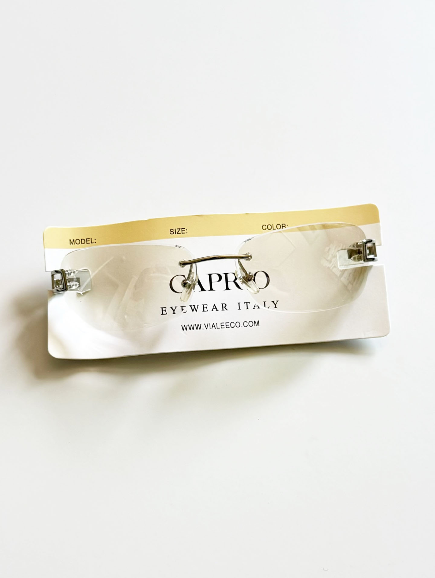 CAPRIO Rimless Square Metal Tinted Sunglasses