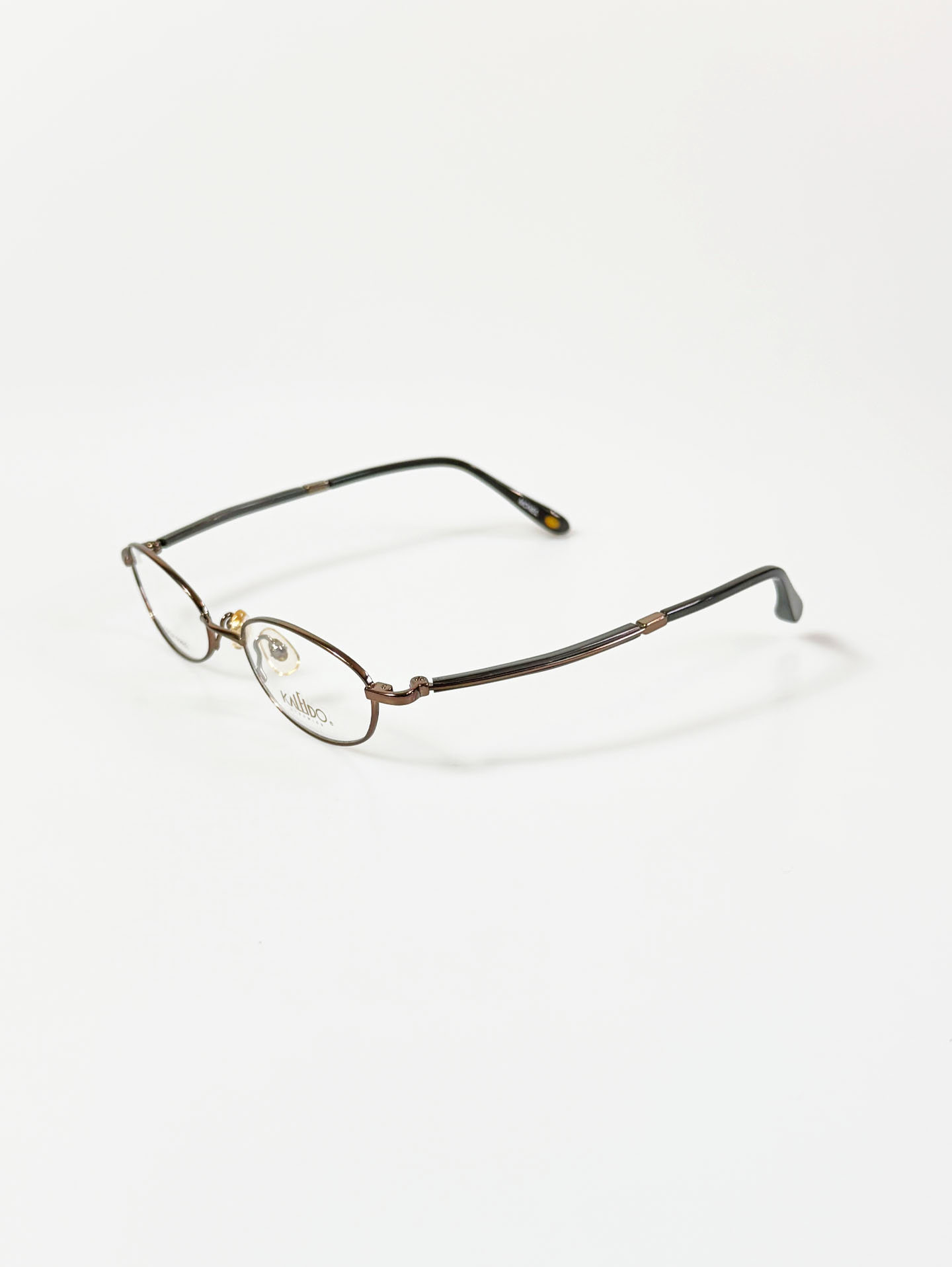 90's KALEIDO Slim Oval Brown Metal Frame Glasses