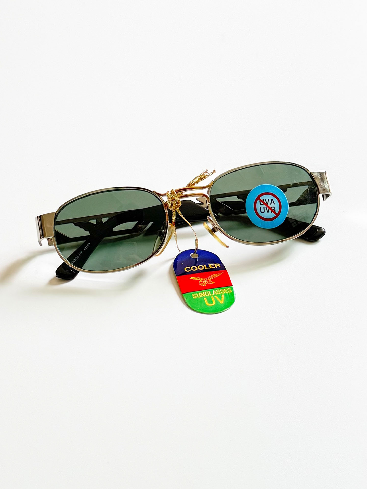 90's COOLER Silver Slim Oval Metal Sunglasses