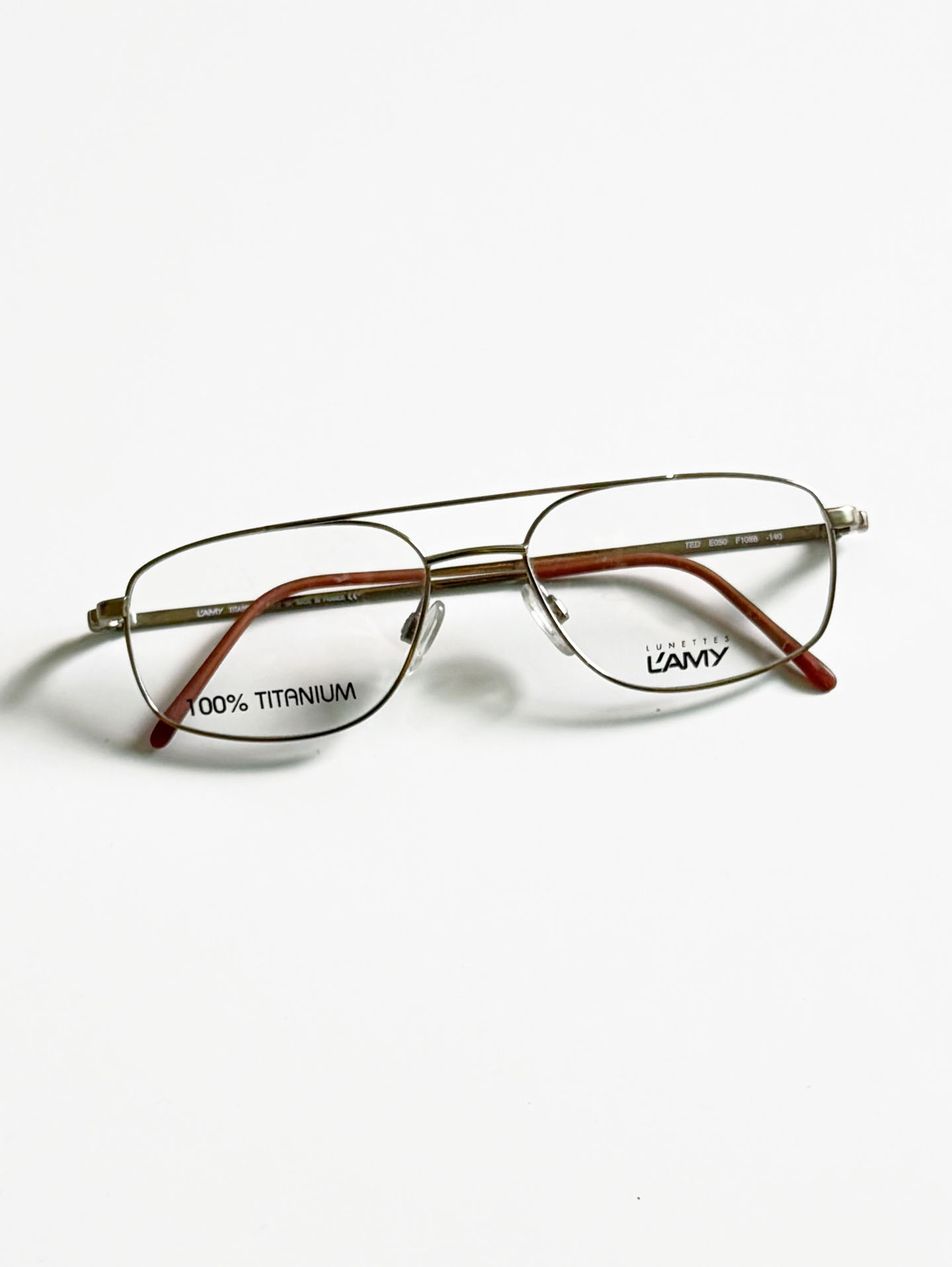 LAMY Golde Tone Titanium Slim Square Boeing Metal Frame Glasses