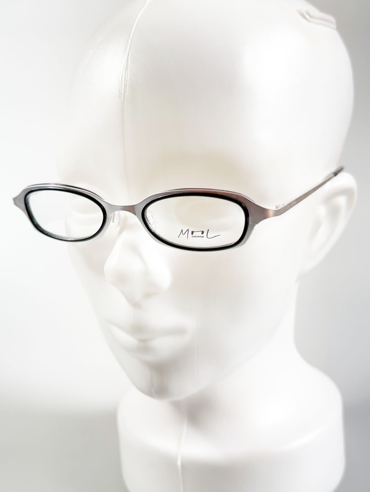 MOOL EYEWEAR Layered Silver Black Oval Metal Glasses