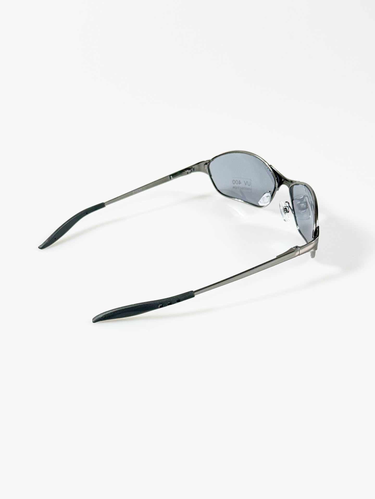 Gunmetal Wraparound Slim Square Sunglasses