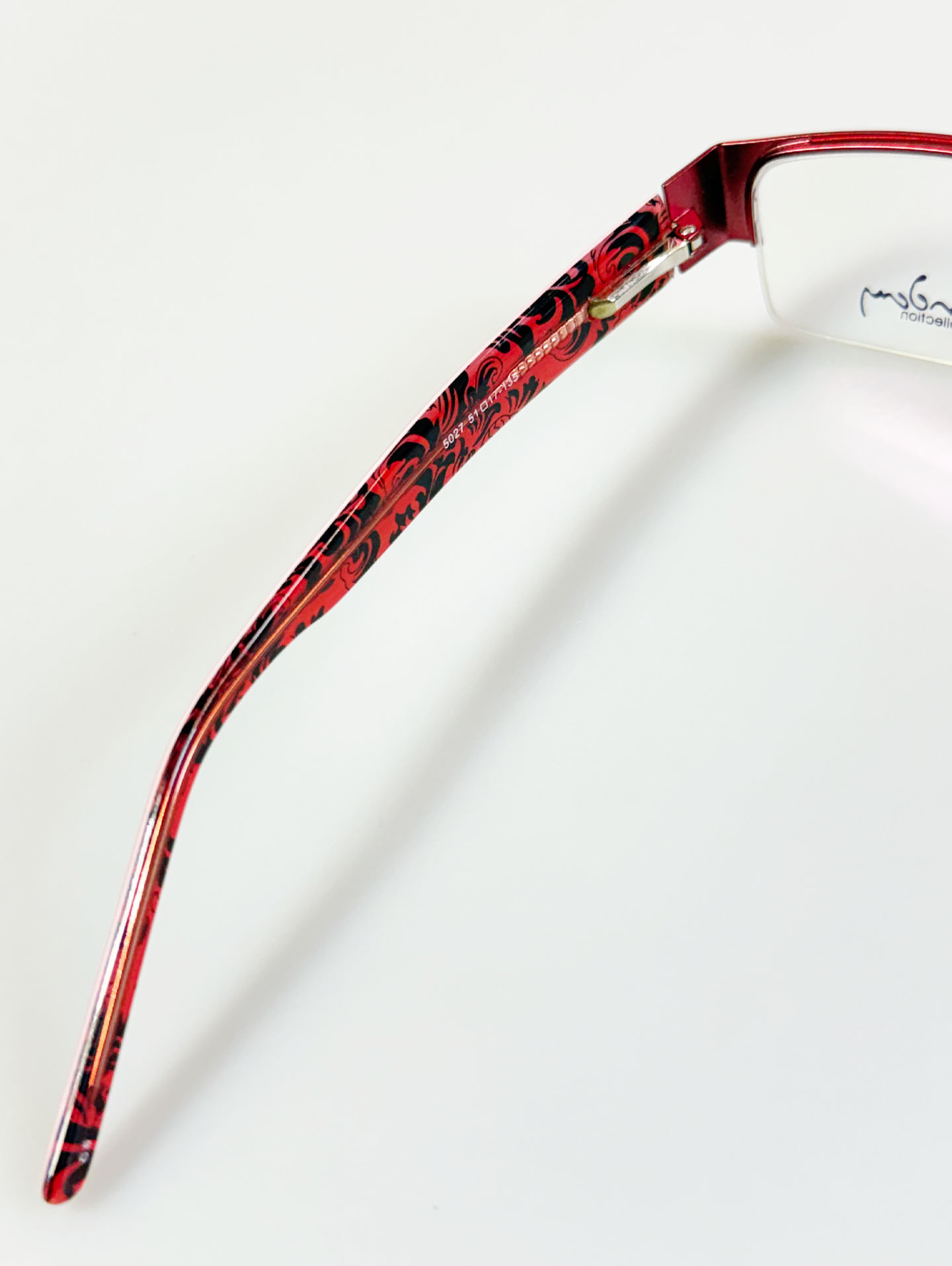 Milanday Half Rim Square Red Metal Frame Glasses