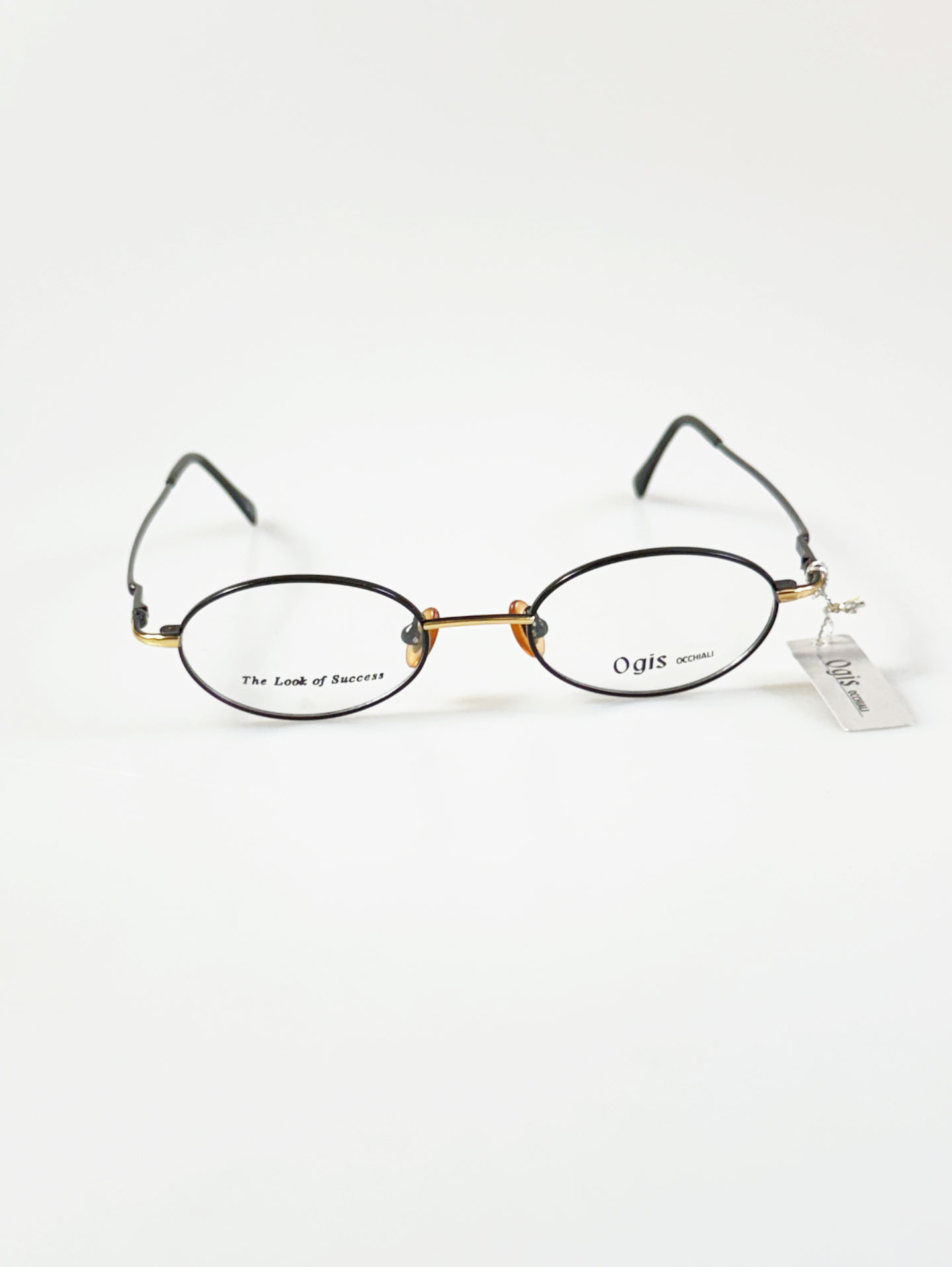 OGIS Black & Gold Slim Oval Metal Frame Glasses