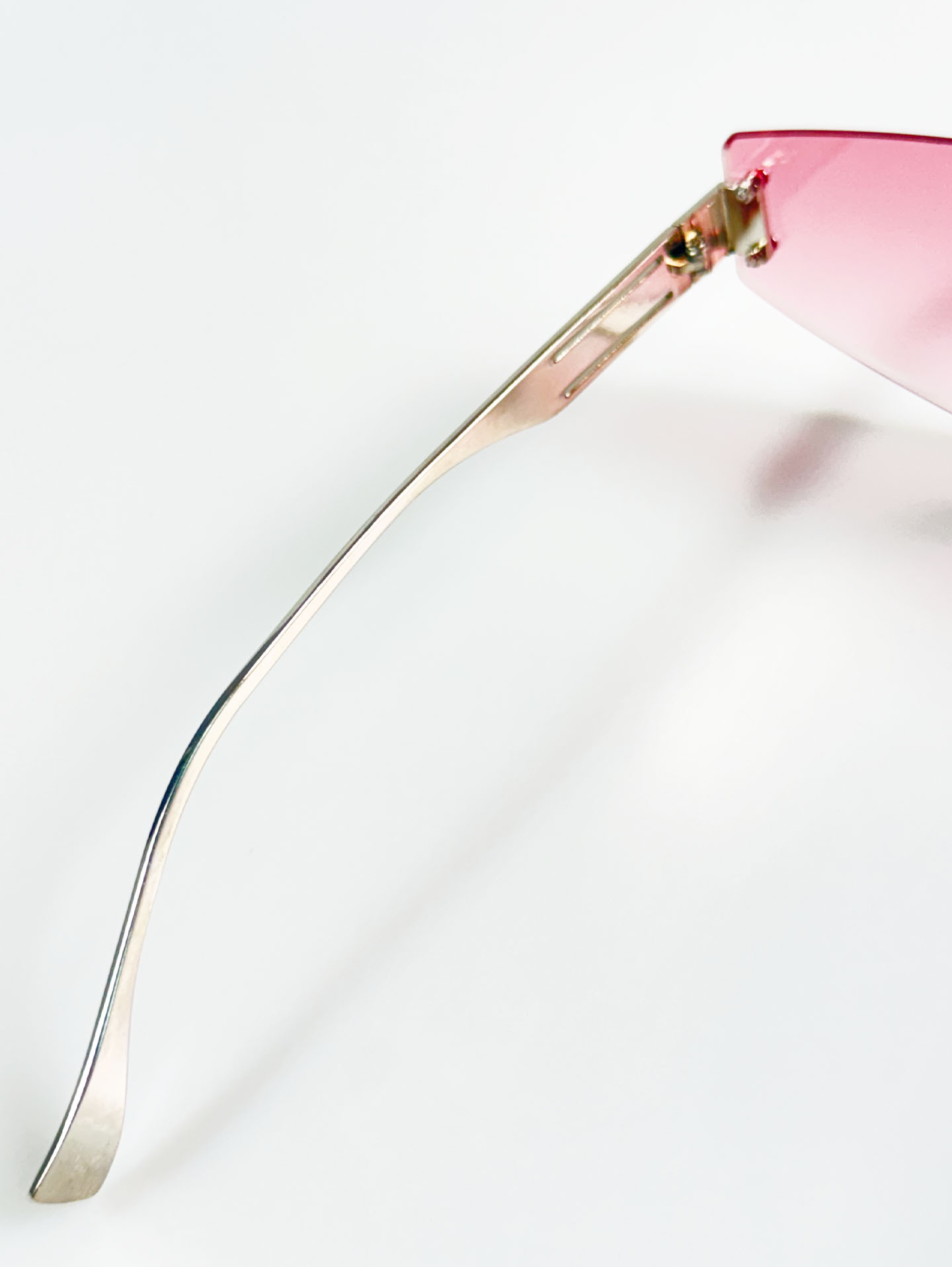 Rimless Shield Pink Gradient Lens Sunglasses