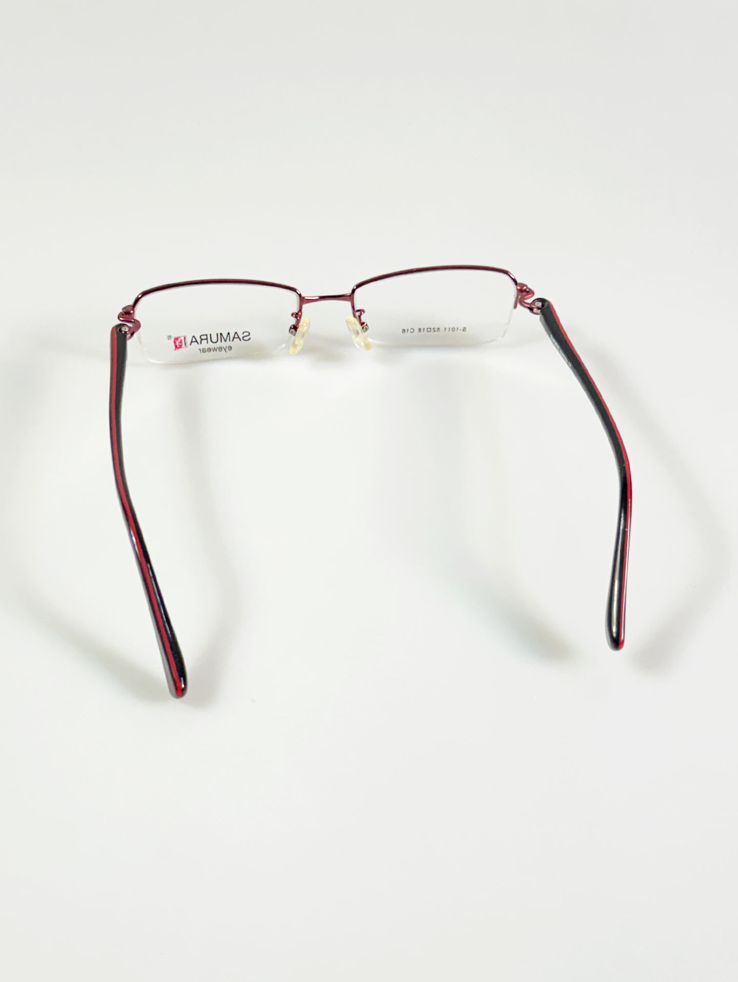 SAMURAI Eyewear Red Wine Half-Rim Square Metal Glasses