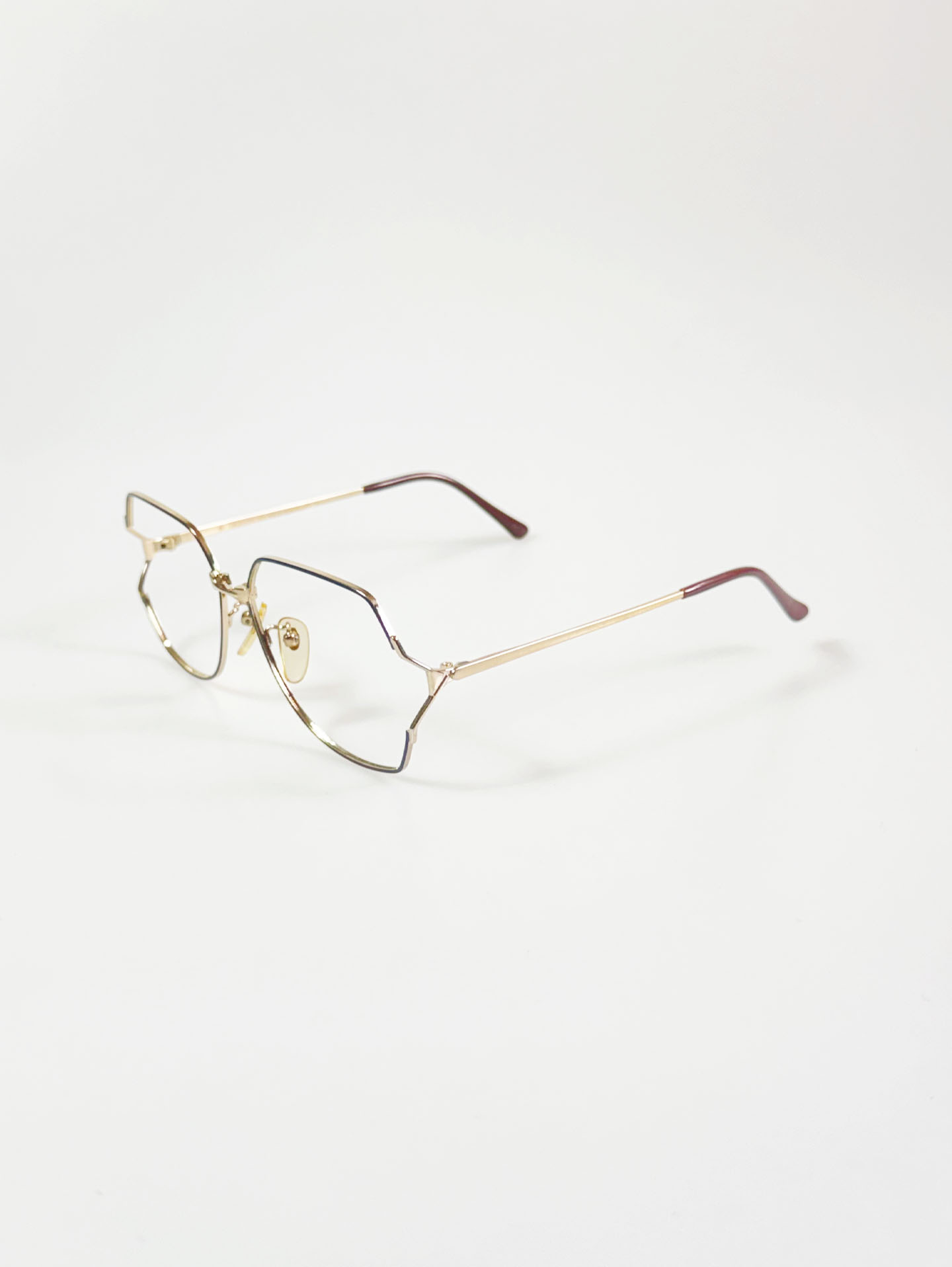 90's SJ STAR Gold-Tone Geometric Metal Frame Glasses