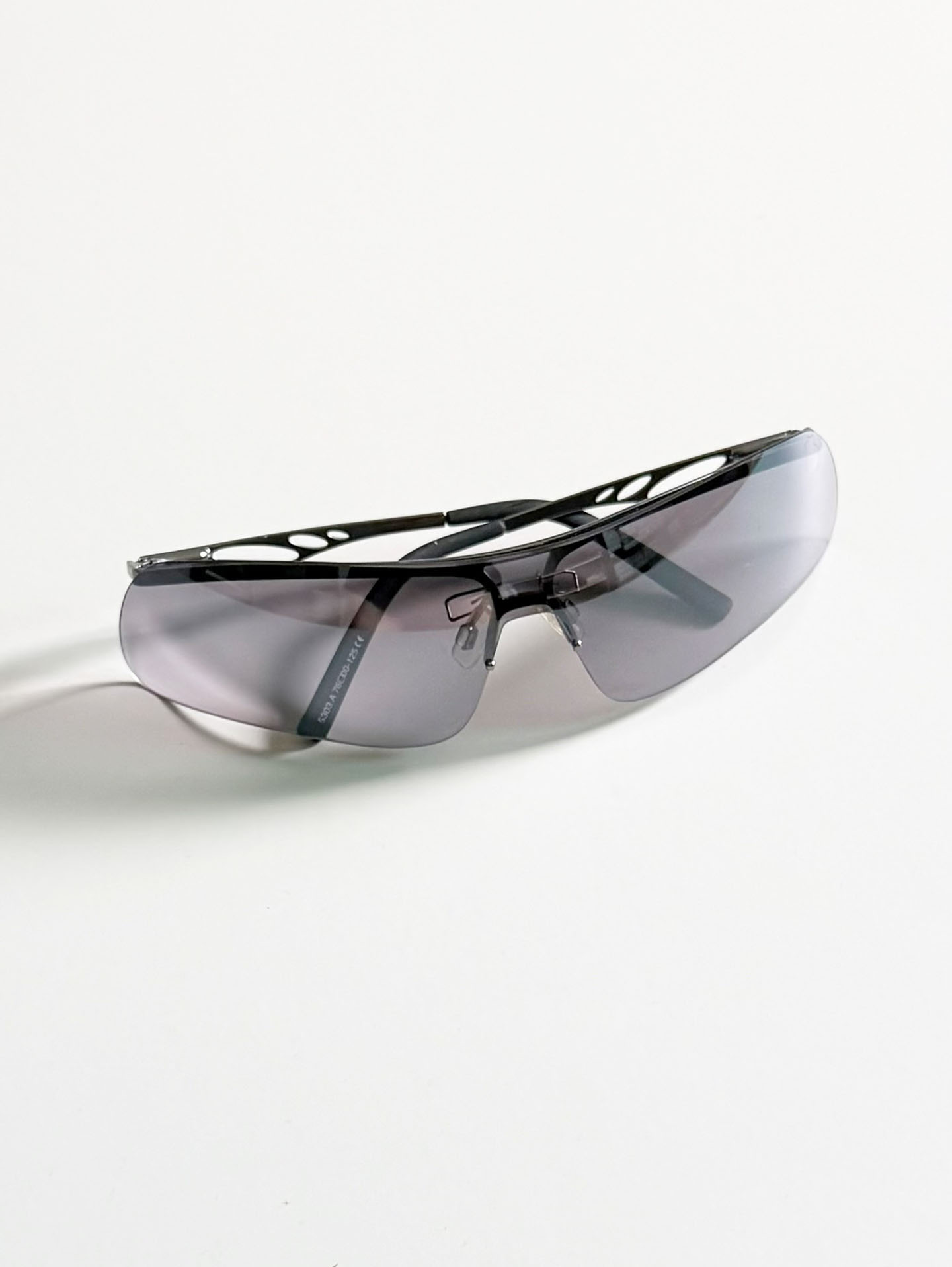 Rimless Shield Goggle Wraparound Metal Sunglasses