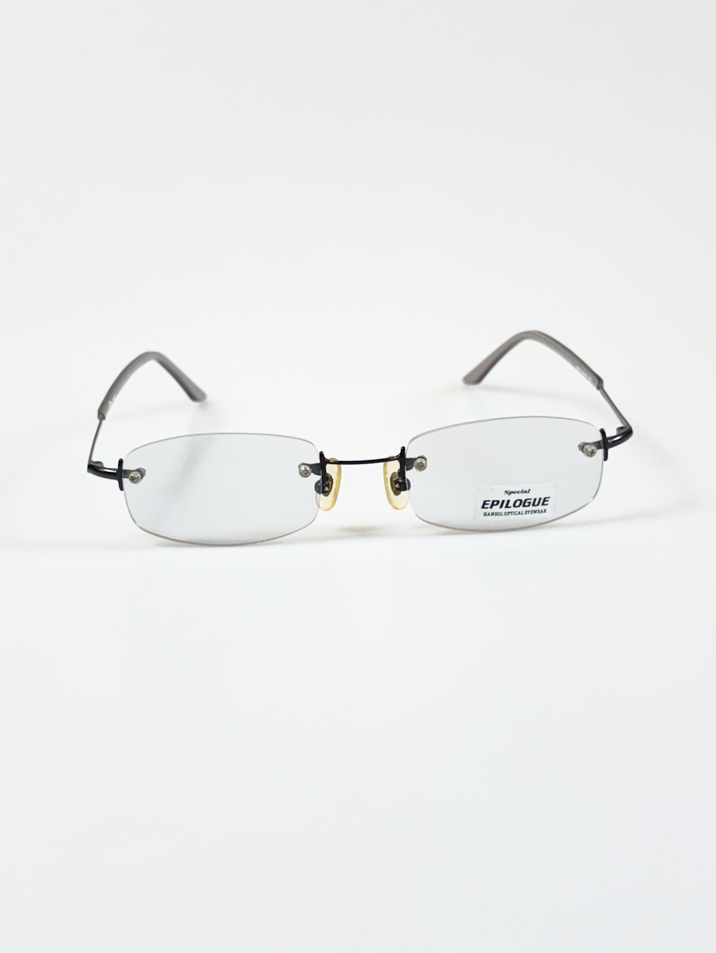 EPILOGUE Black Rimless Square Metal Frame Glasses